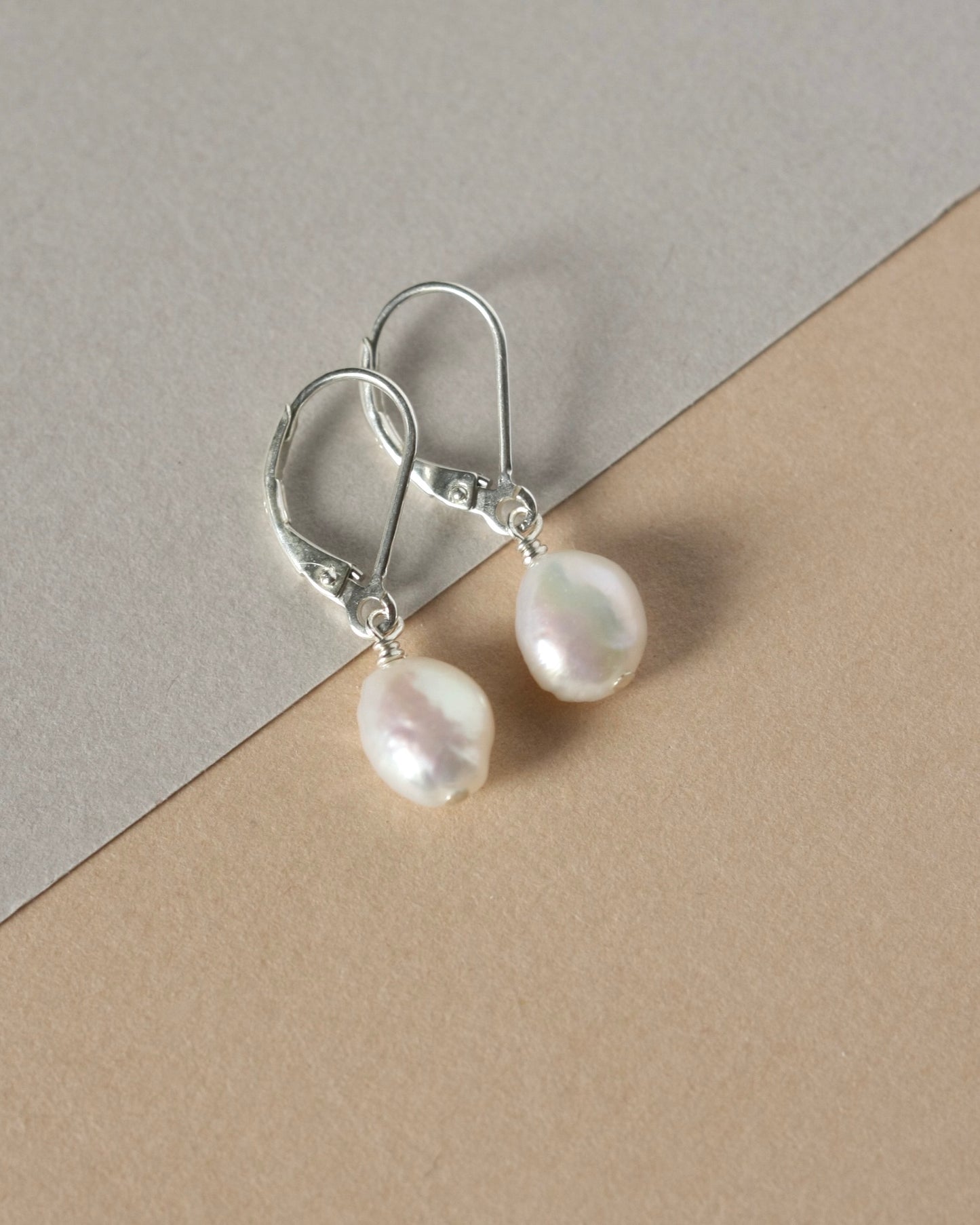 Silver Baroque Pearl Earrings