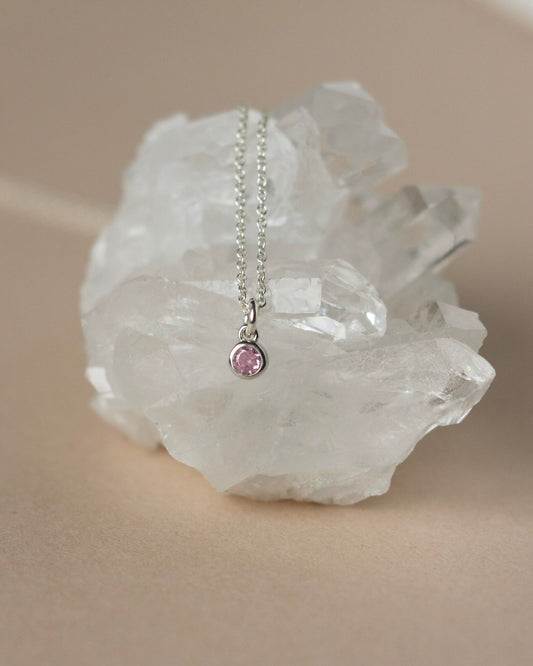 Tiny CZ Birthstone Necklace