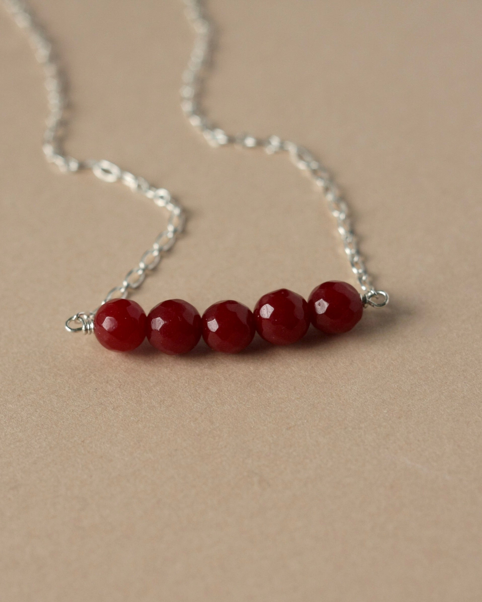 Red Jade Bead Necklace