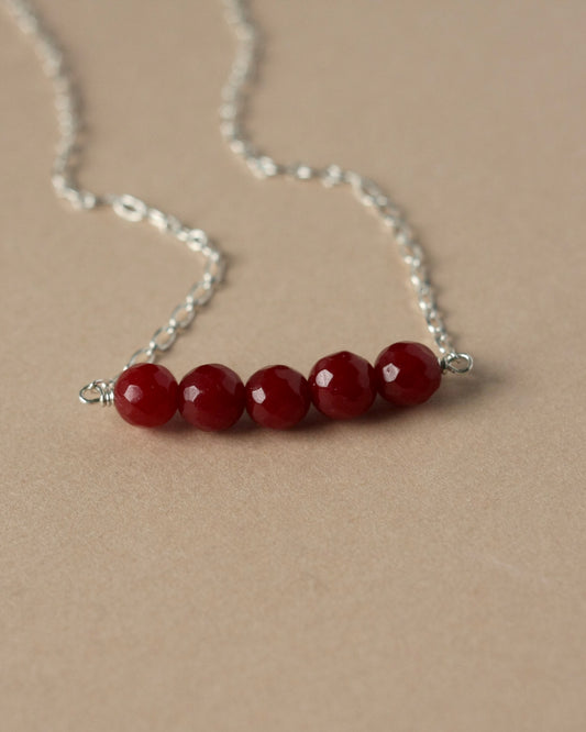 Red Jade Bead Necklace