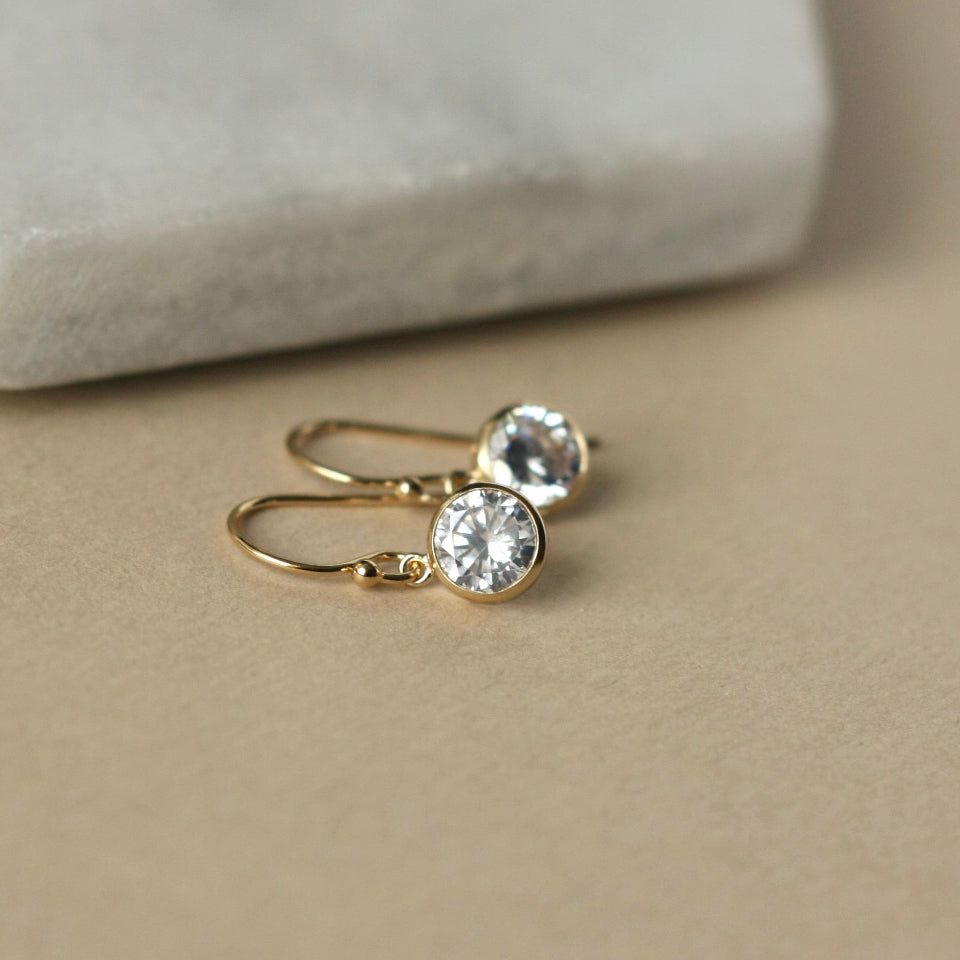 Gold CZ Dangle Earrings