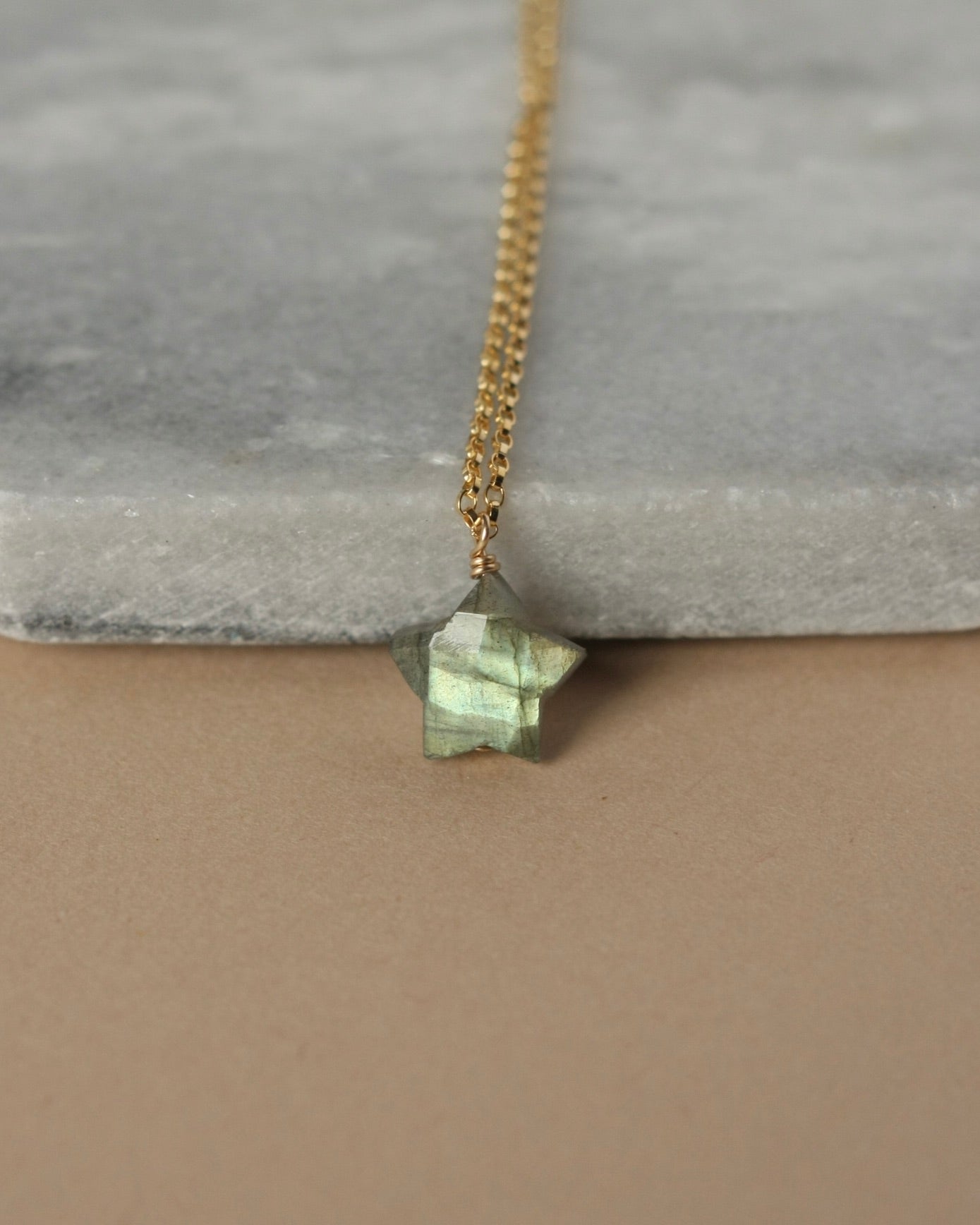 Gold Faceted Labradorite Necklace