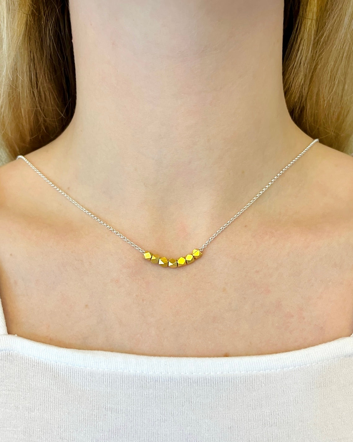 Mixed Metal Gold Nugget Necklace
