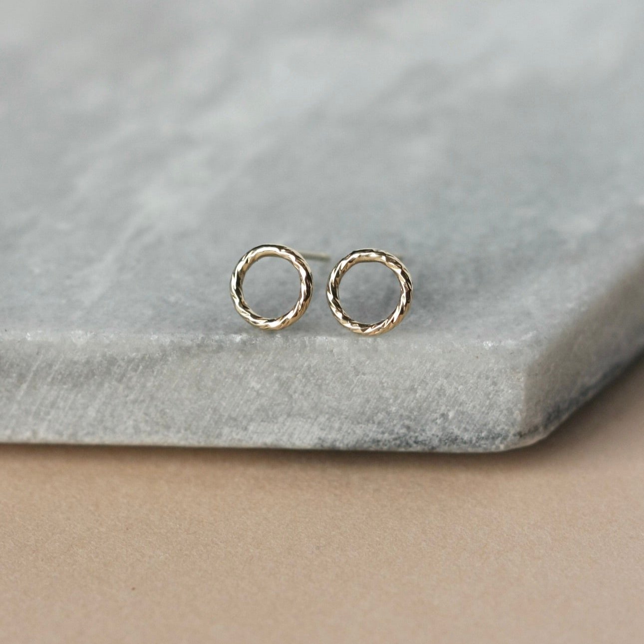 Gold Open Circle Stud Earrings
