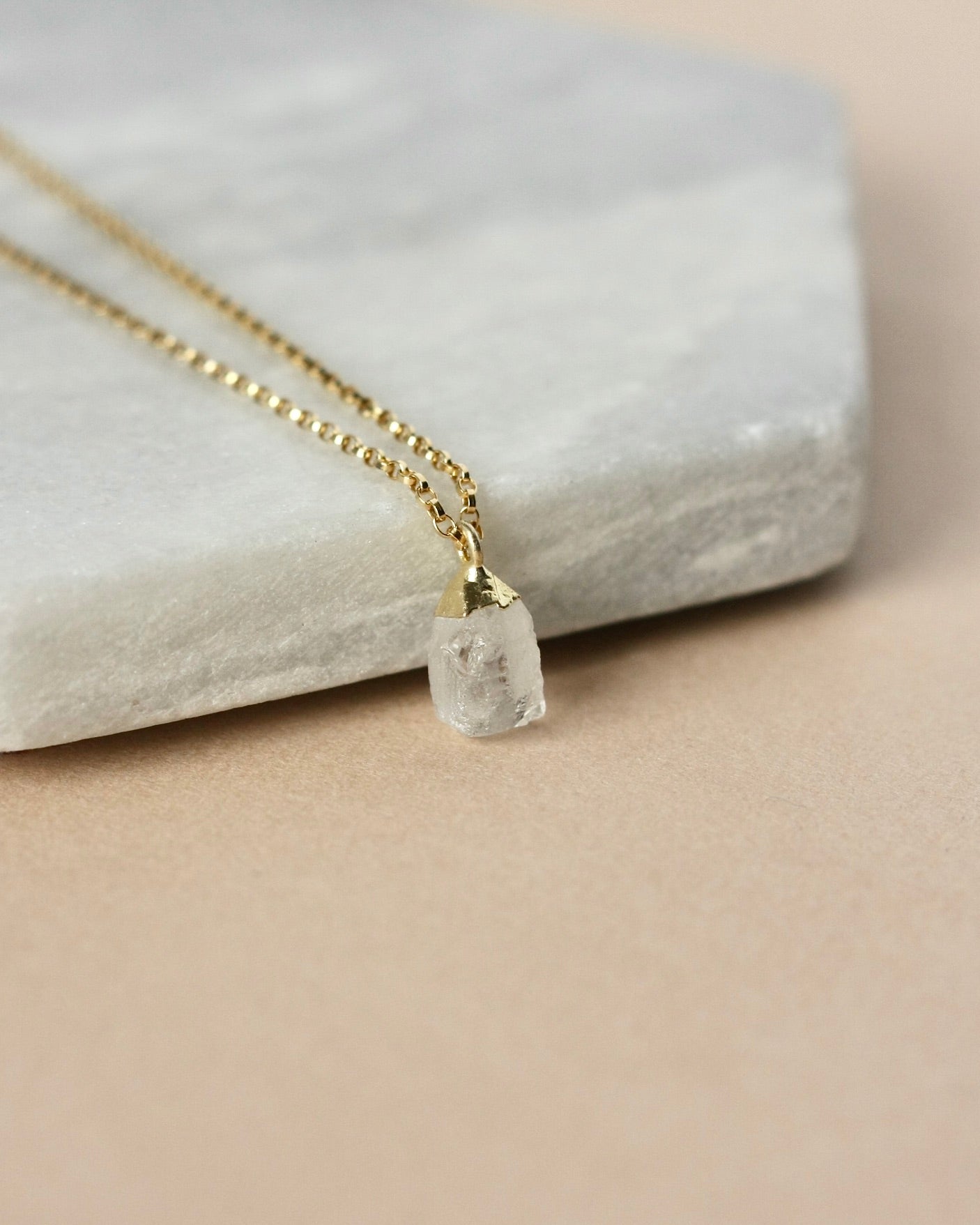 Gold Quartz Nugget Necklace