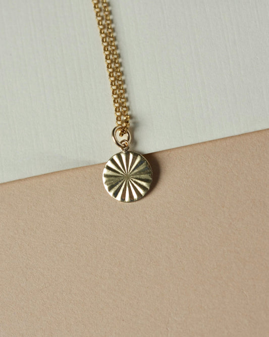 Dainty Gold Sunburst Disc on Gold Chain