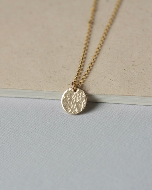 Hammered Gold Disc Necklace