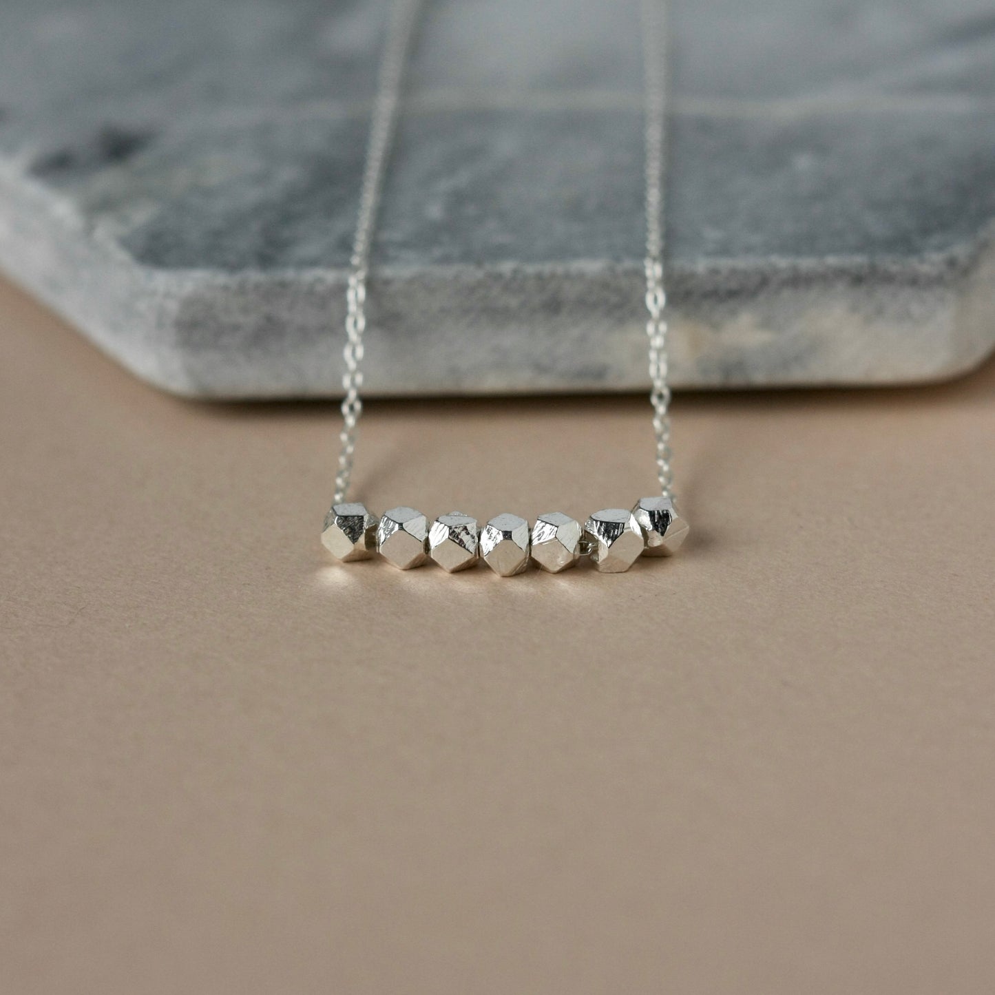 Sterling Silver Faceted Bead Nugget Necklace