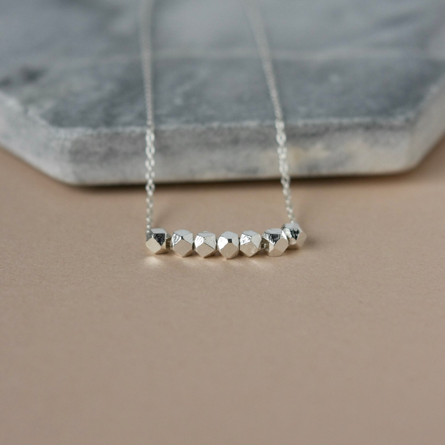 Sterling Silver Faceted Nugget Necklace