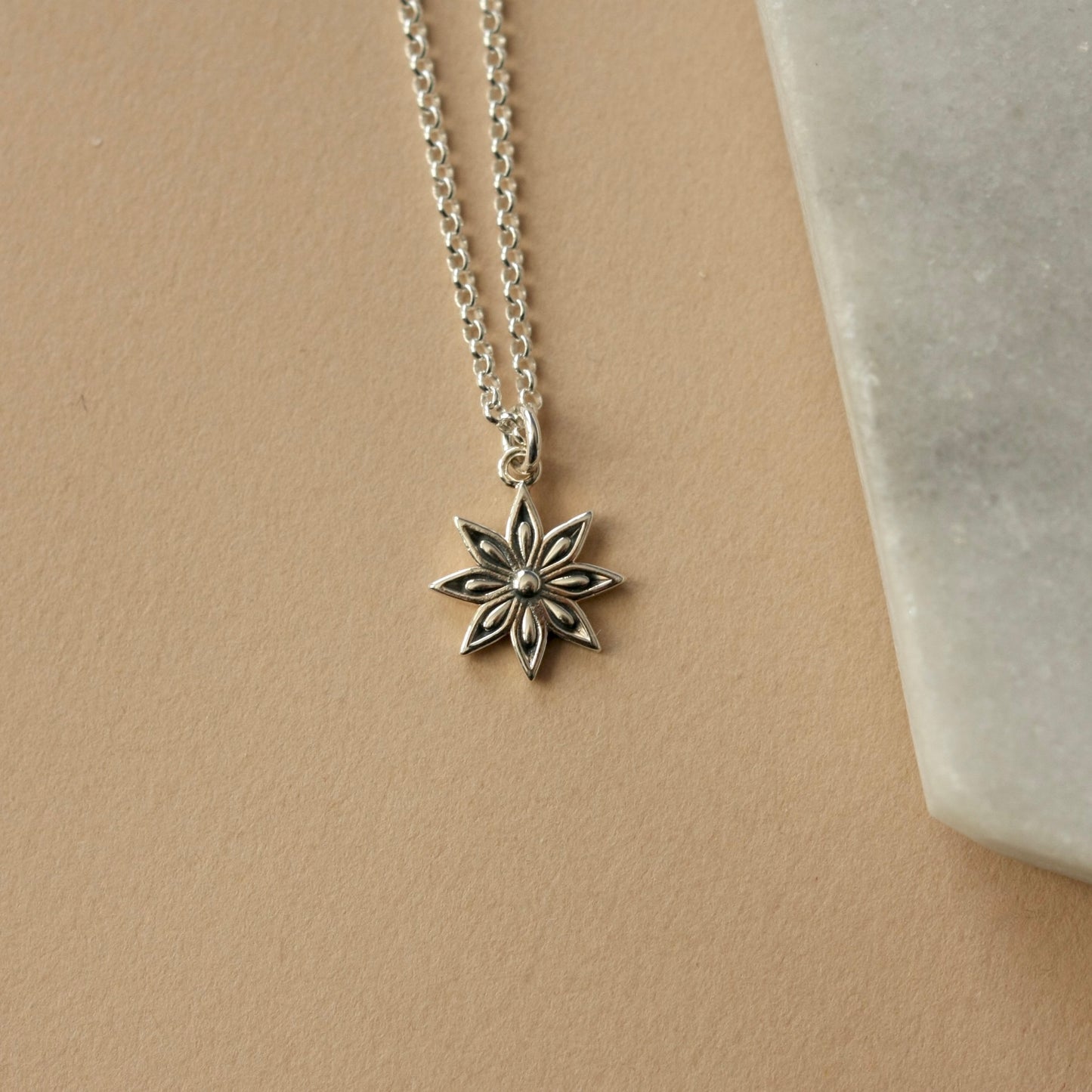 Sterling Silver Flower Charm Necklace