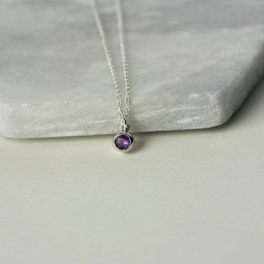 Faceted Amethyst Silver Necklace