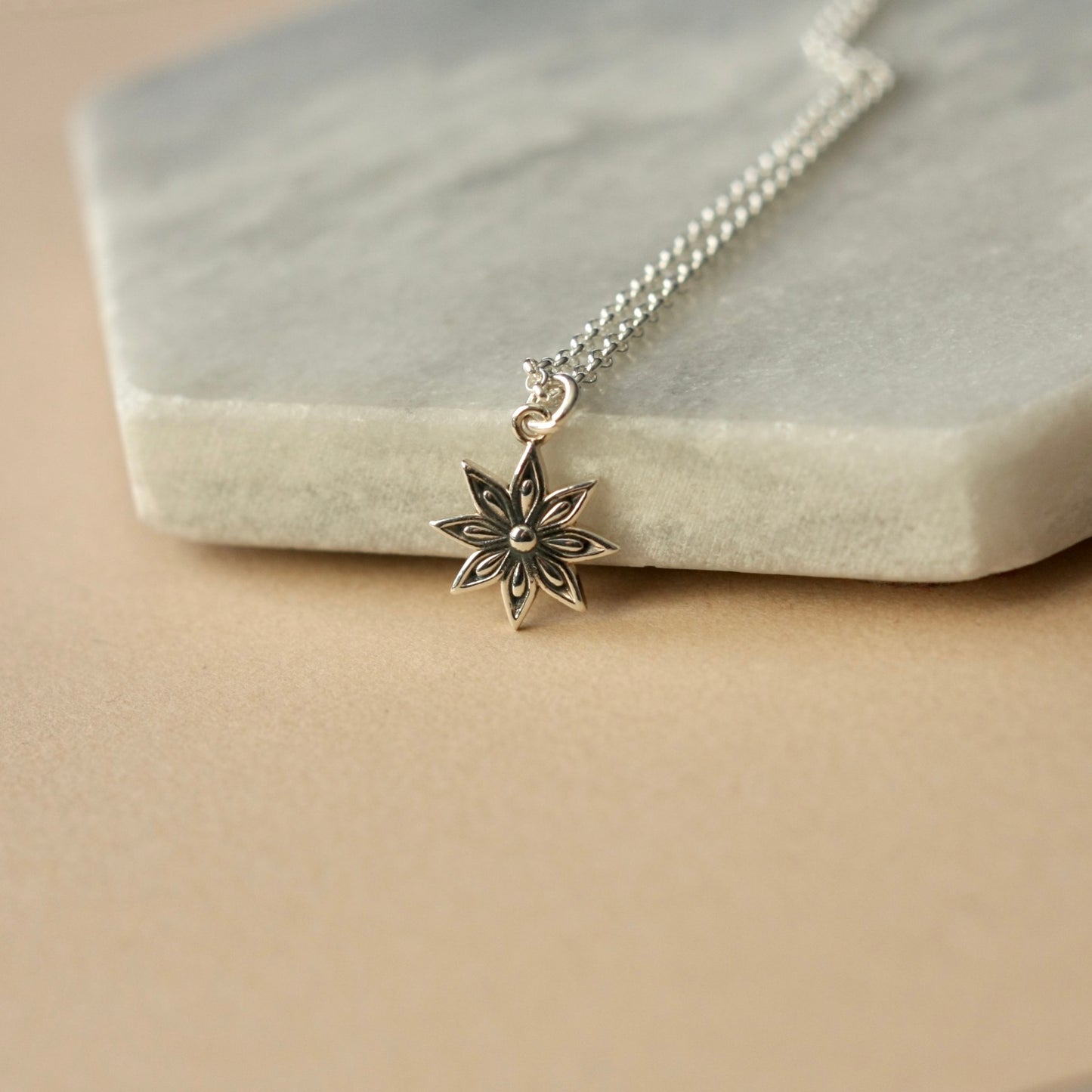 Sterling Silver Flower Charm Necklace