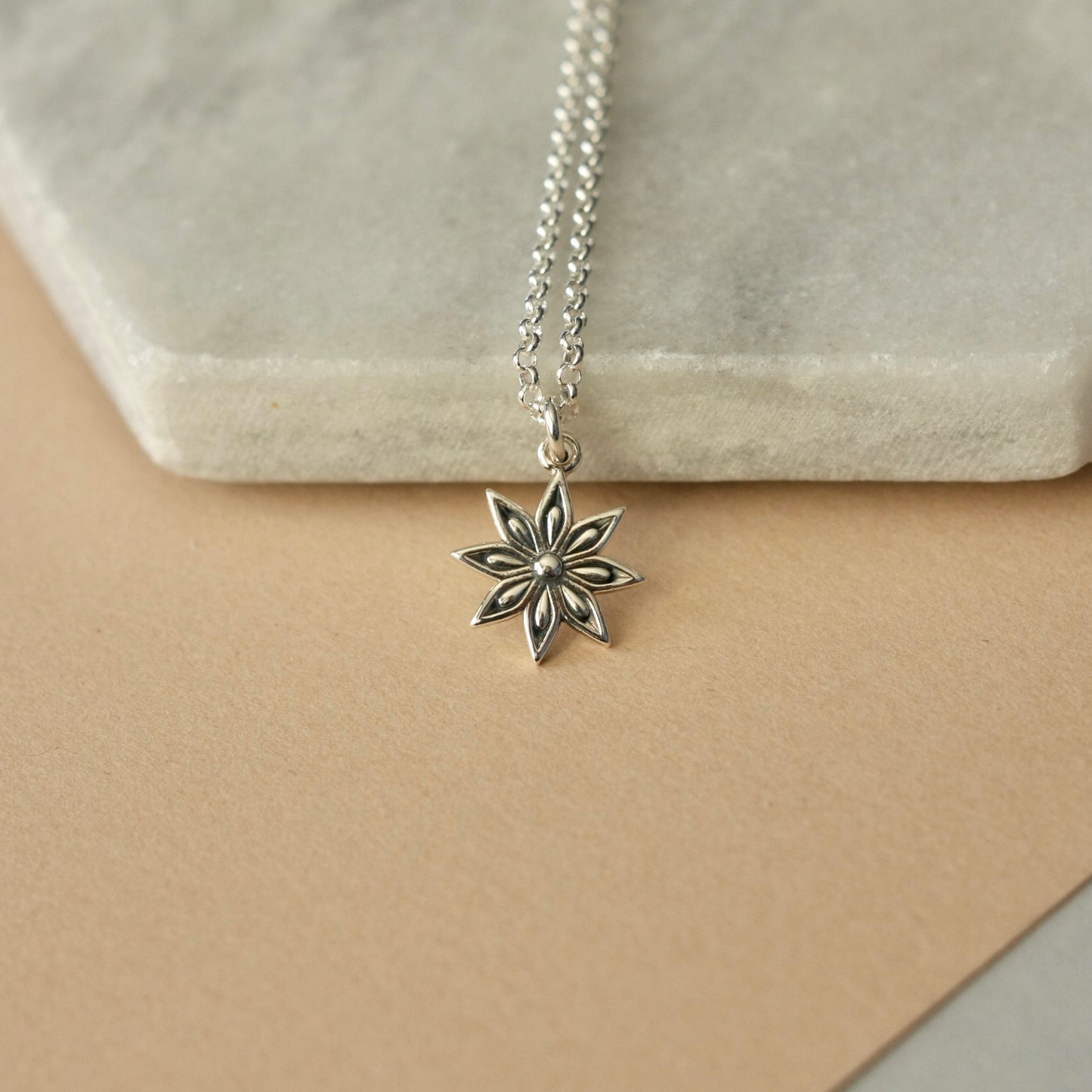 Sterling Silver Flower Charm Necklace