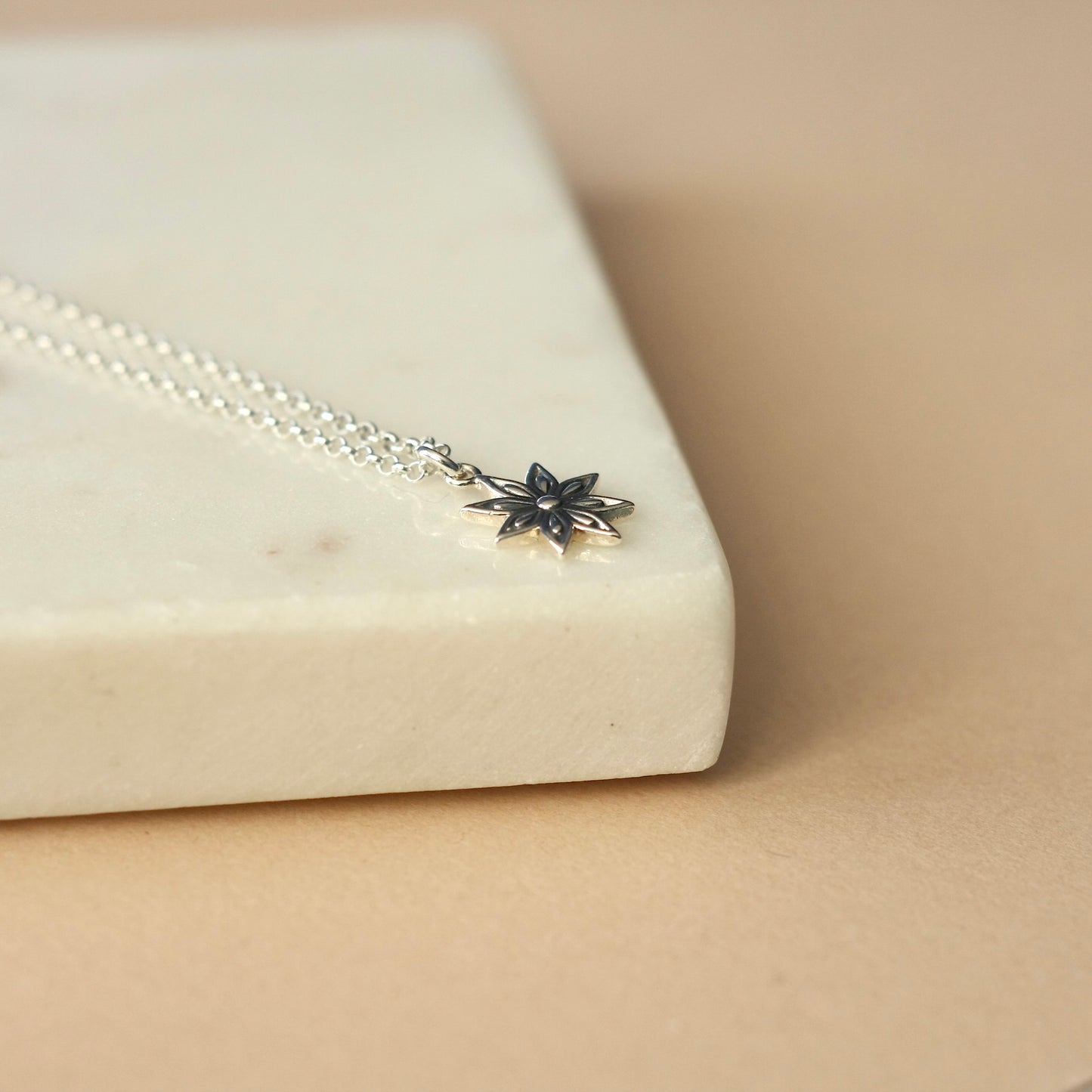 Sterling Silver Flower Charm Necklace