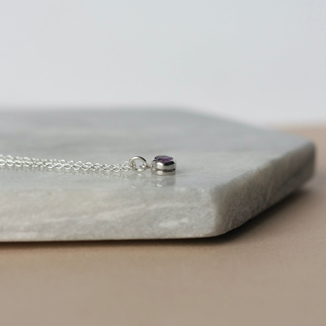 Faceted Amethyst Silver Necklace
