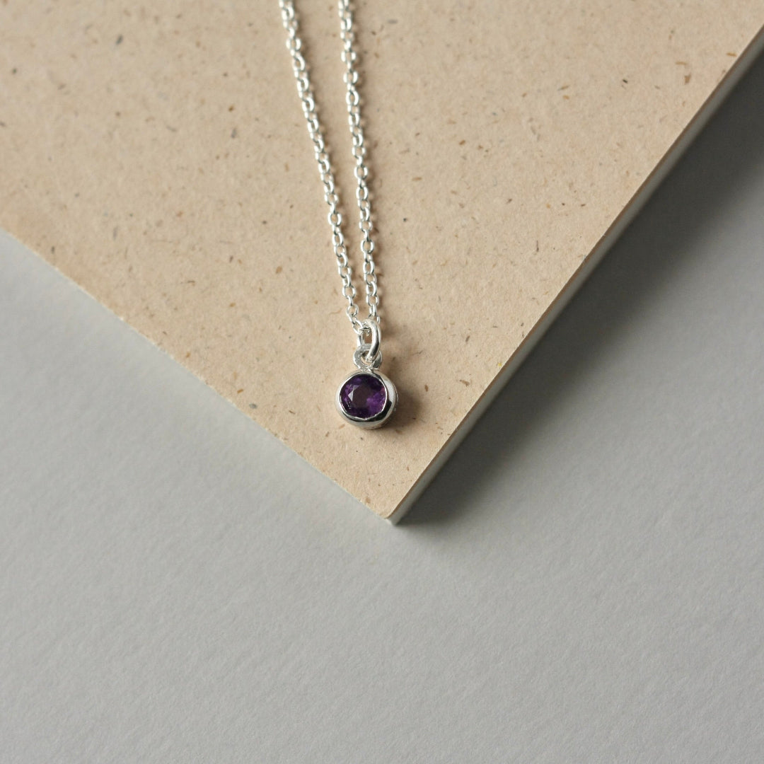 Faceted Amethyst Silver Necklace