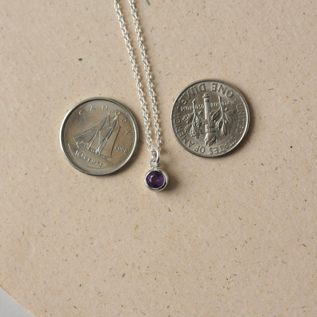 Faceted Amethyst Silver Necklace