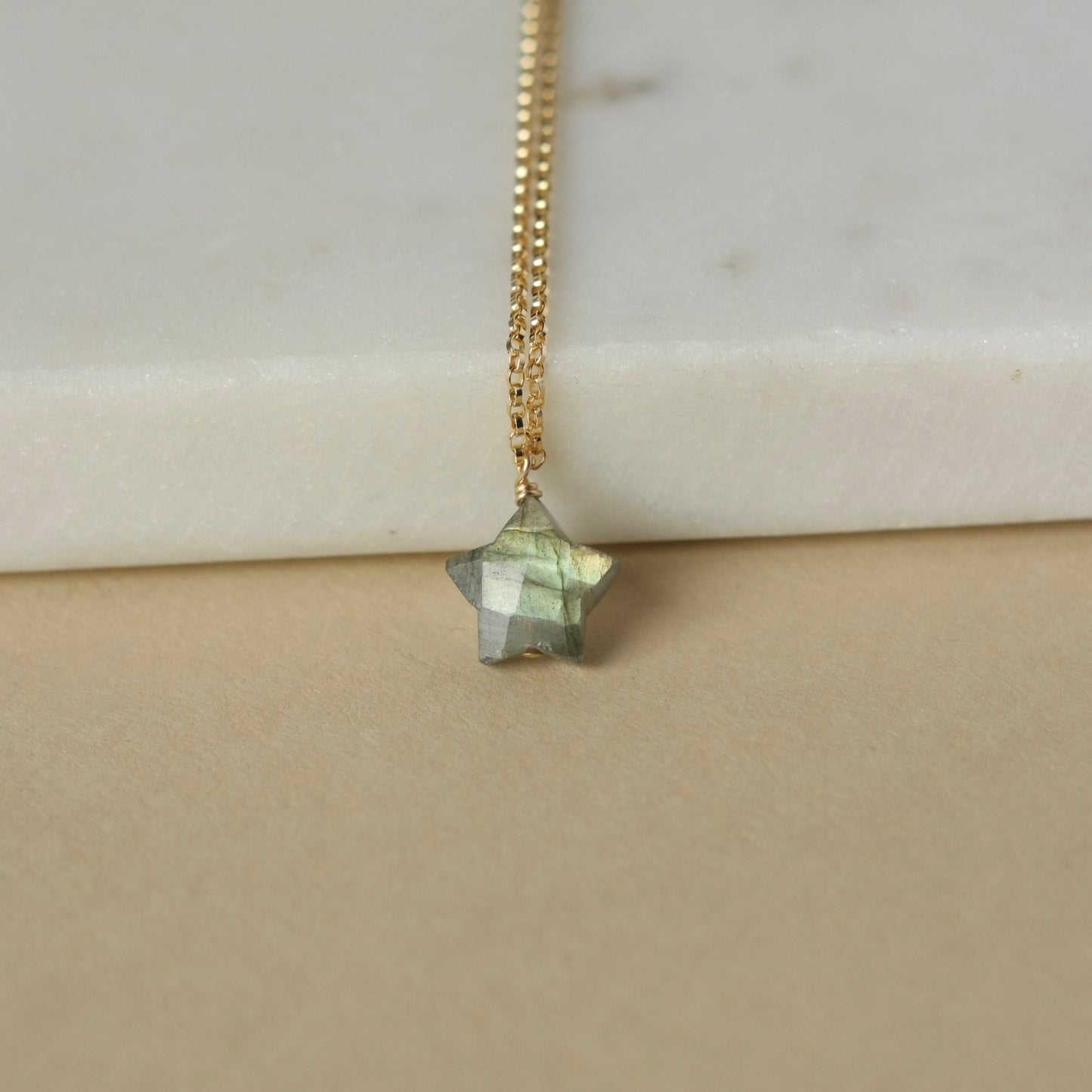 Gold Faceted Labradorite Necklace