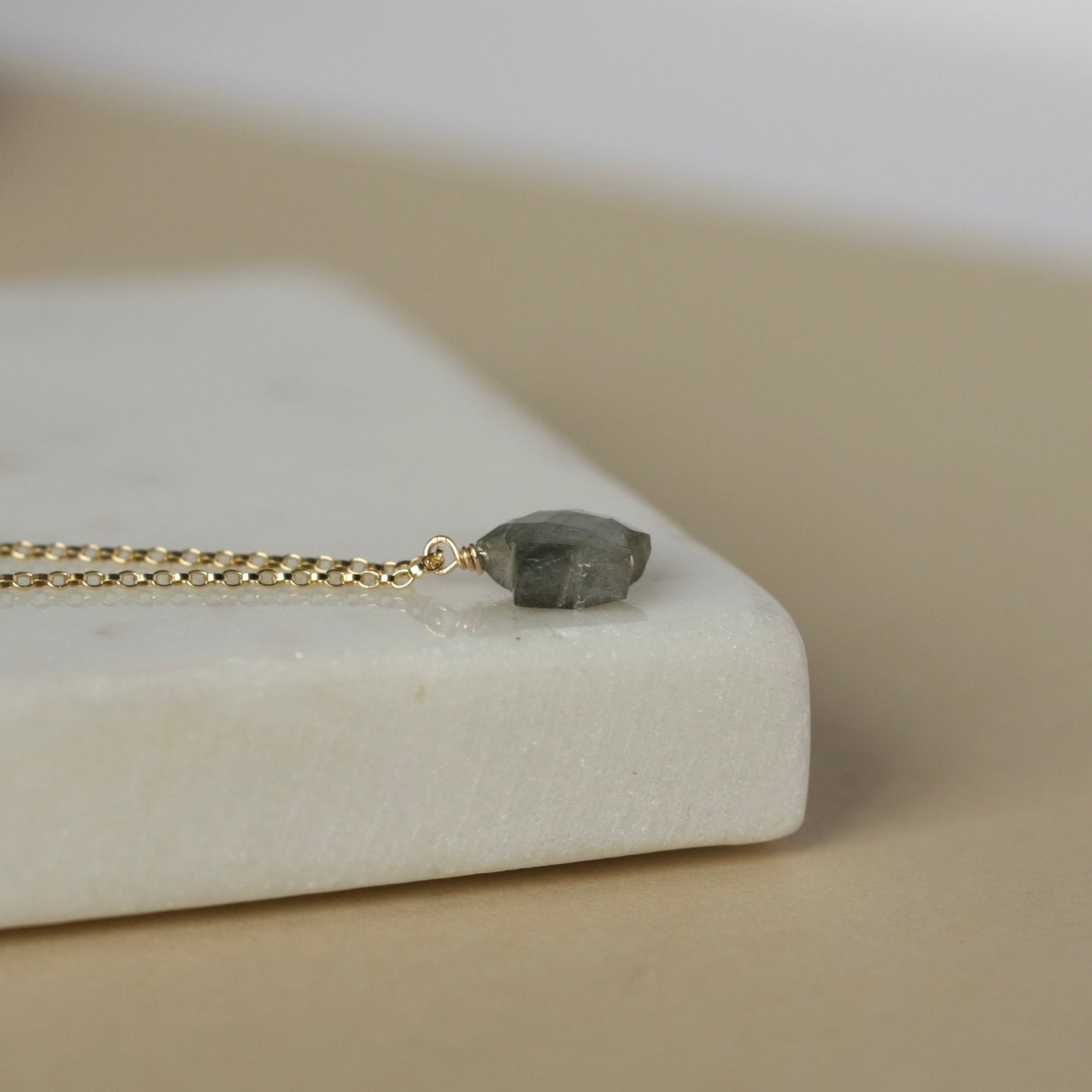 Gold Faceted Labradorite Necklace