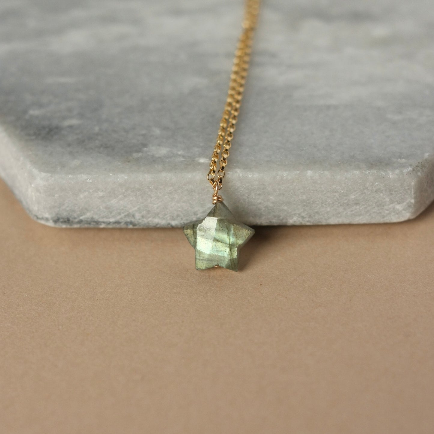 Gold Faceted Labradorite Necklace