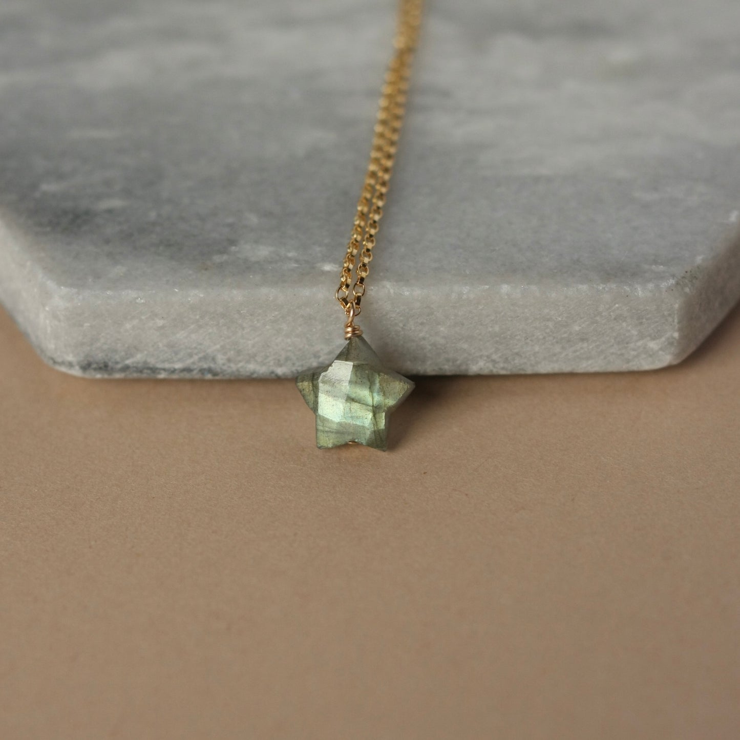 Gold Faceted Labradorite Necklace