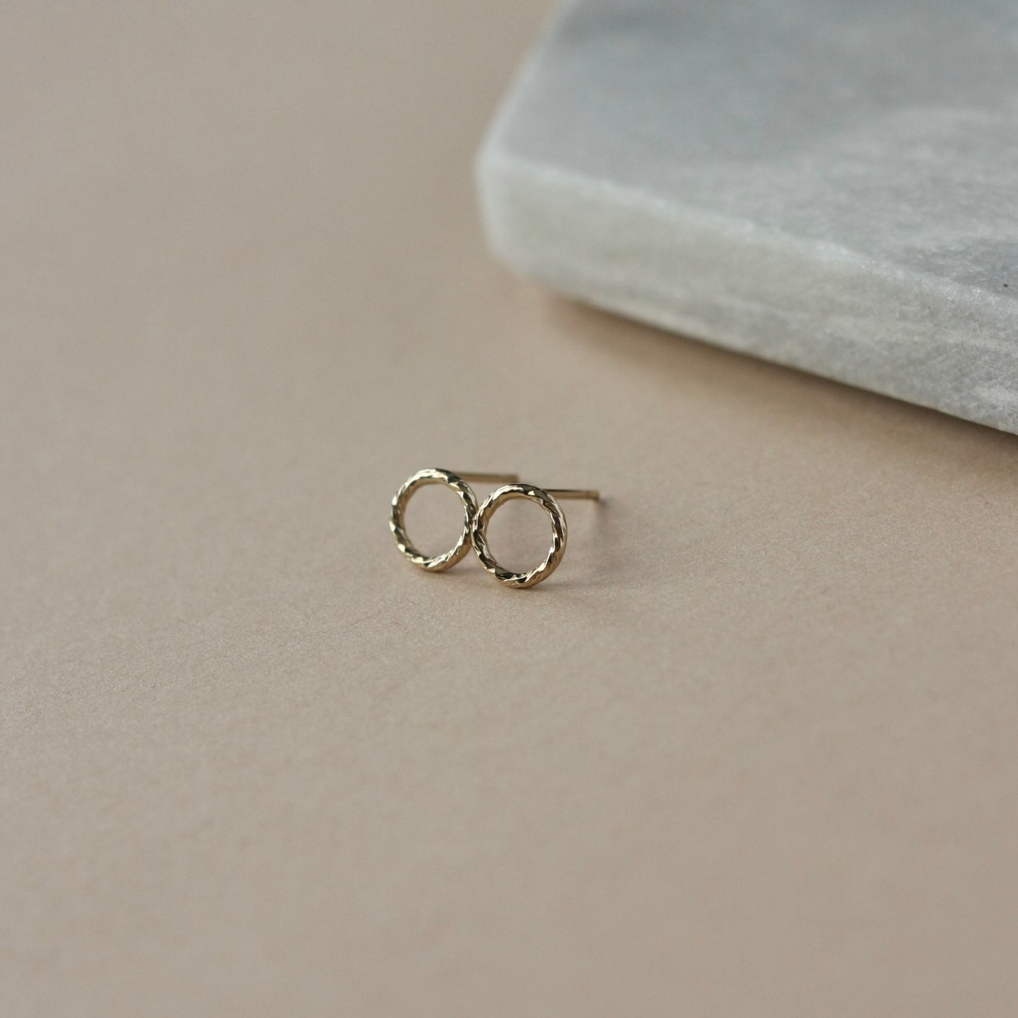 Gold Circle Stud Earrings