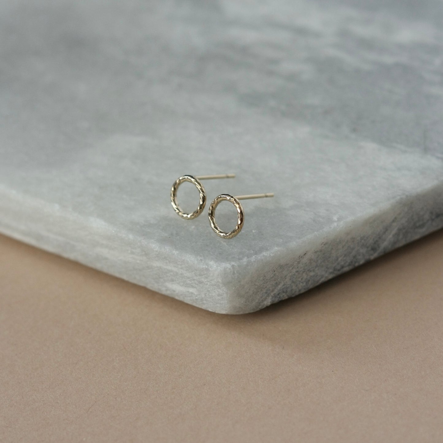 Gold Circle Stud Earrings