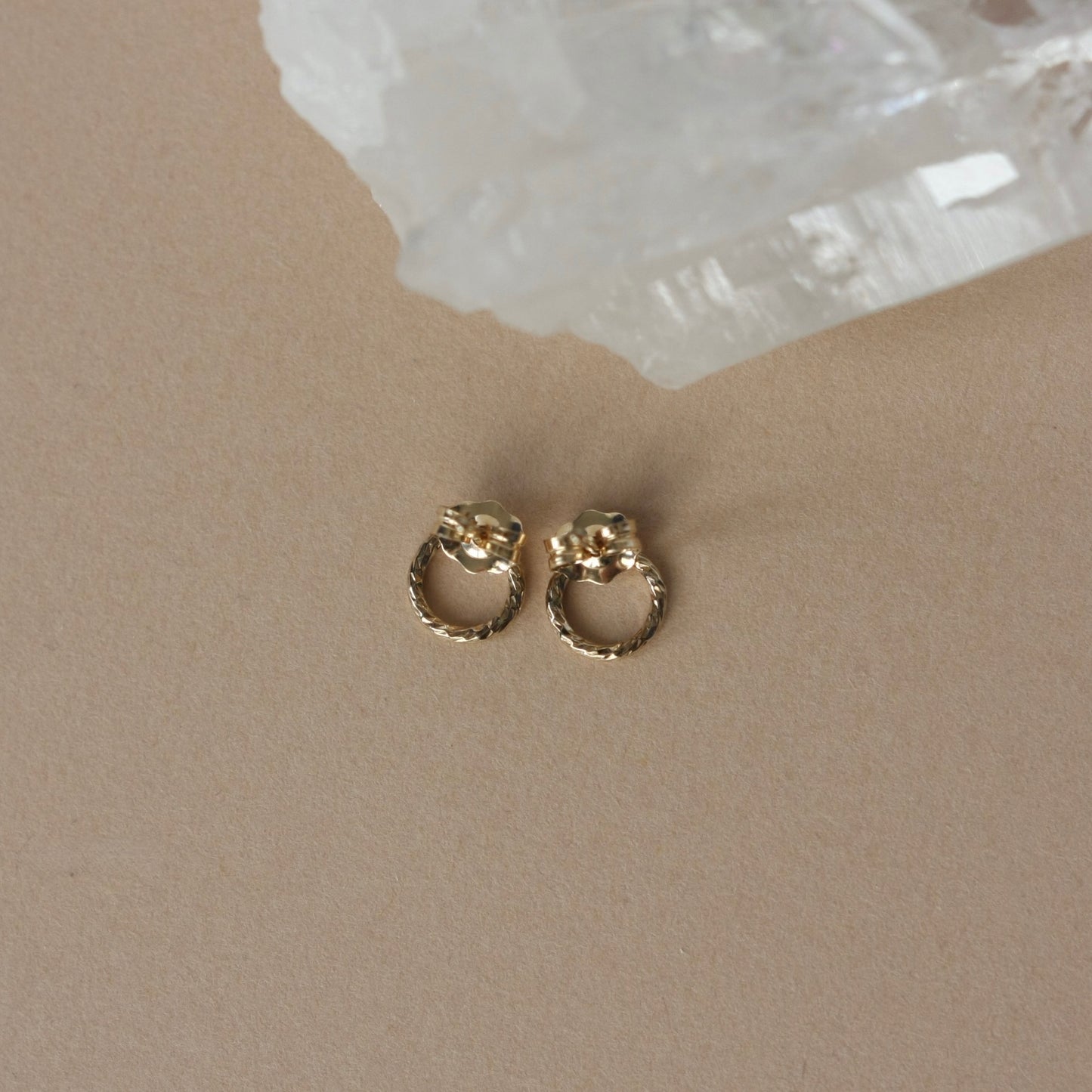 Gold Circle Stud Earrings