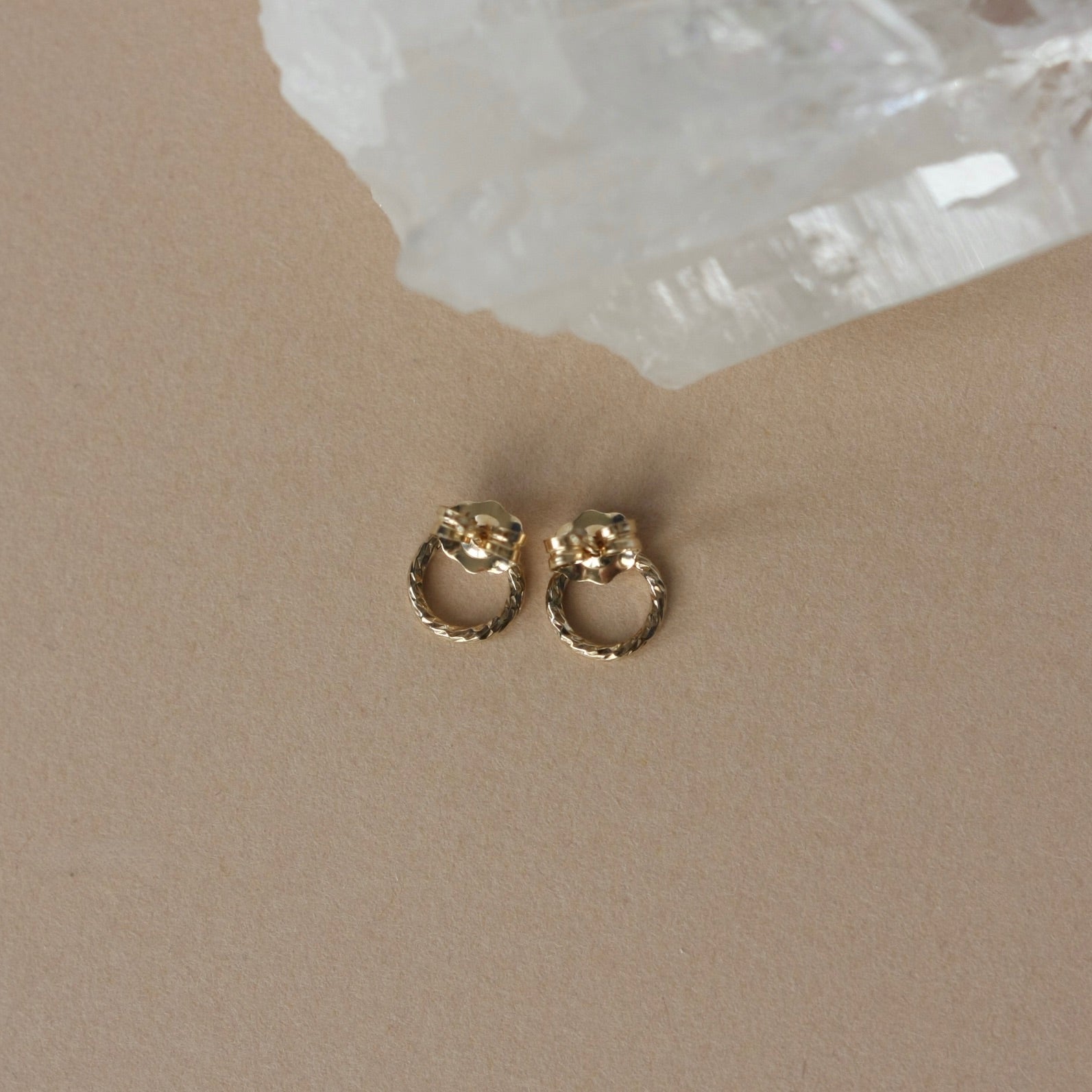 Gold Circle Stud Earrings