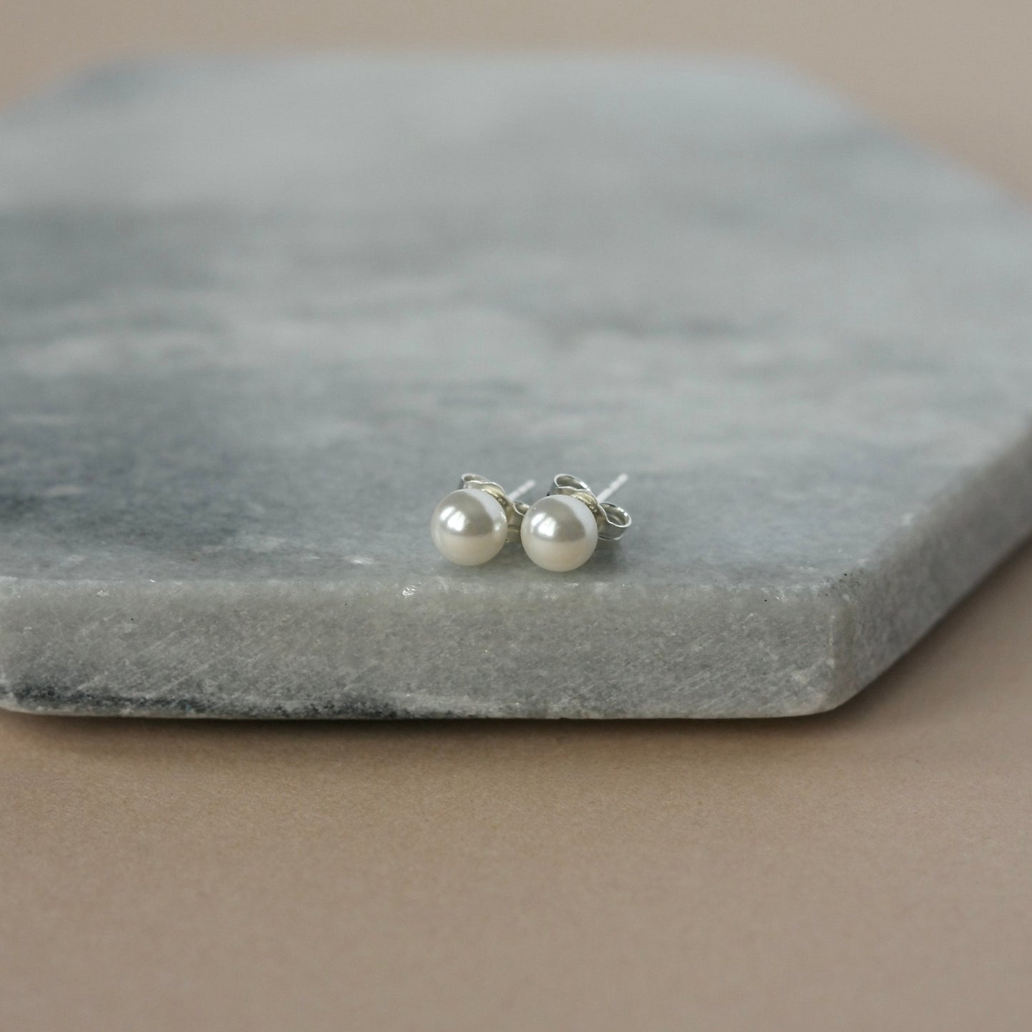 White Pearl Stud Earrings