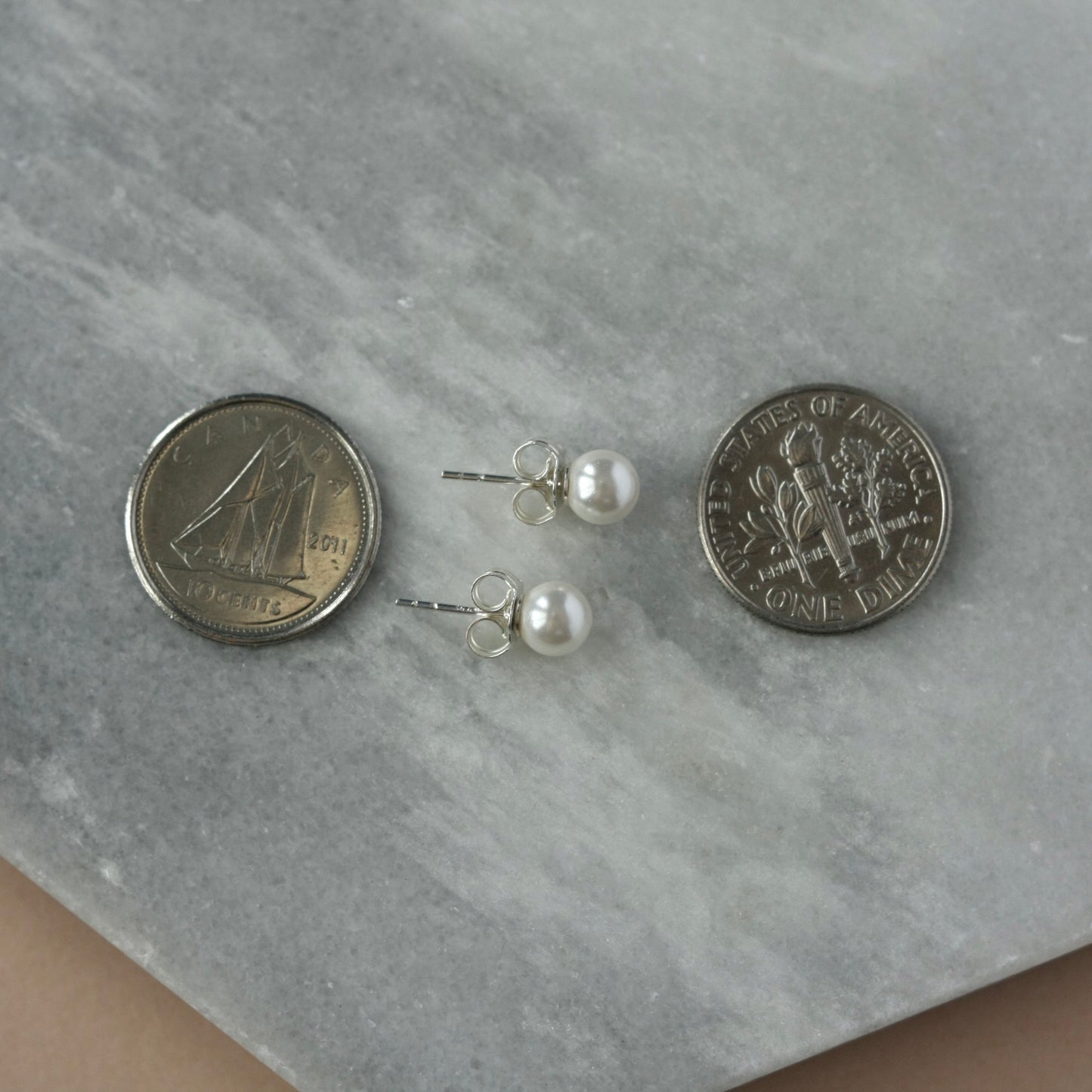 White Pearl Stud Earrings