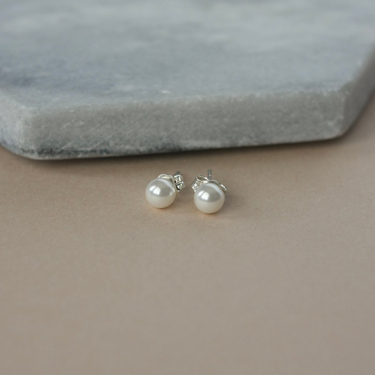 White Pearl Stud Earrings