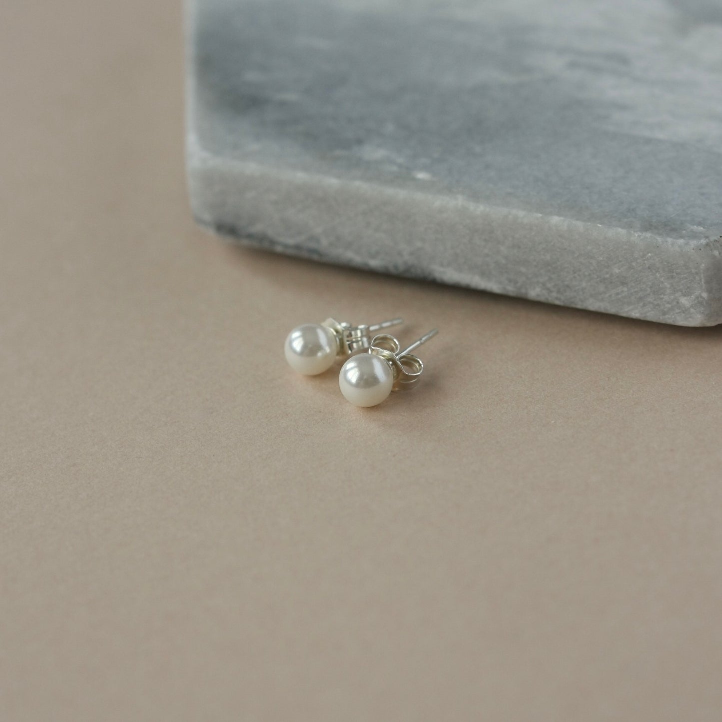 White Pearl Stud Earrings