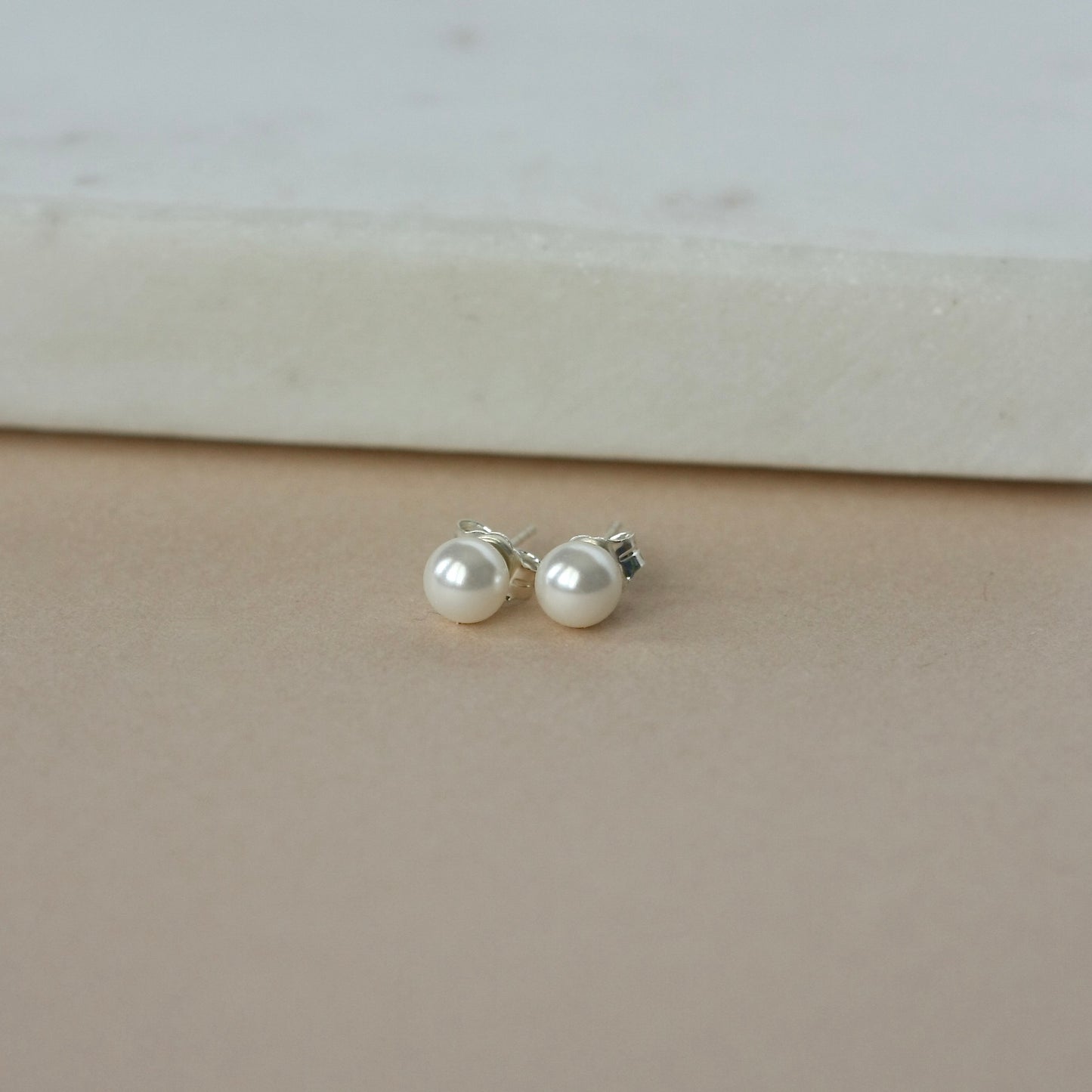 White Pearl Stud Earrings