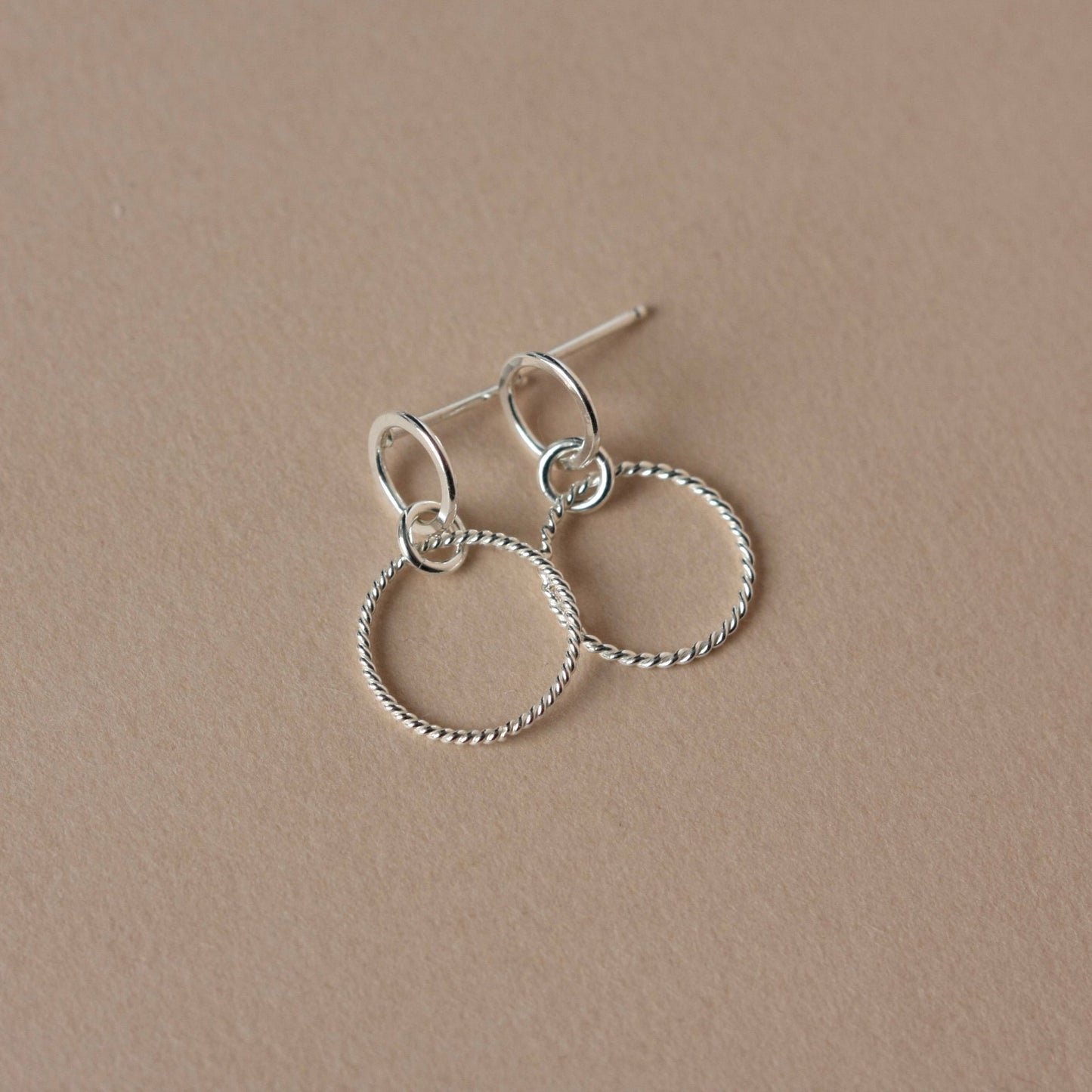Sterling Silver Double Circle Dangling Studs