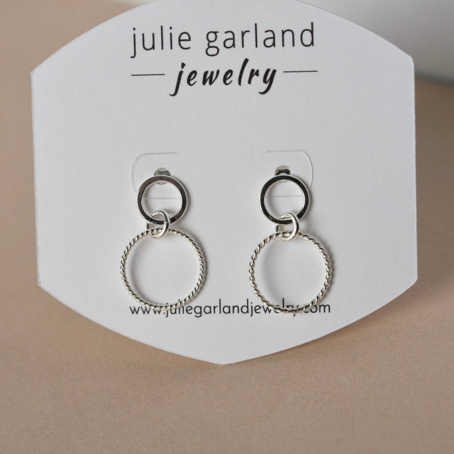 Sterling Silver Double Circle Dangling Studs