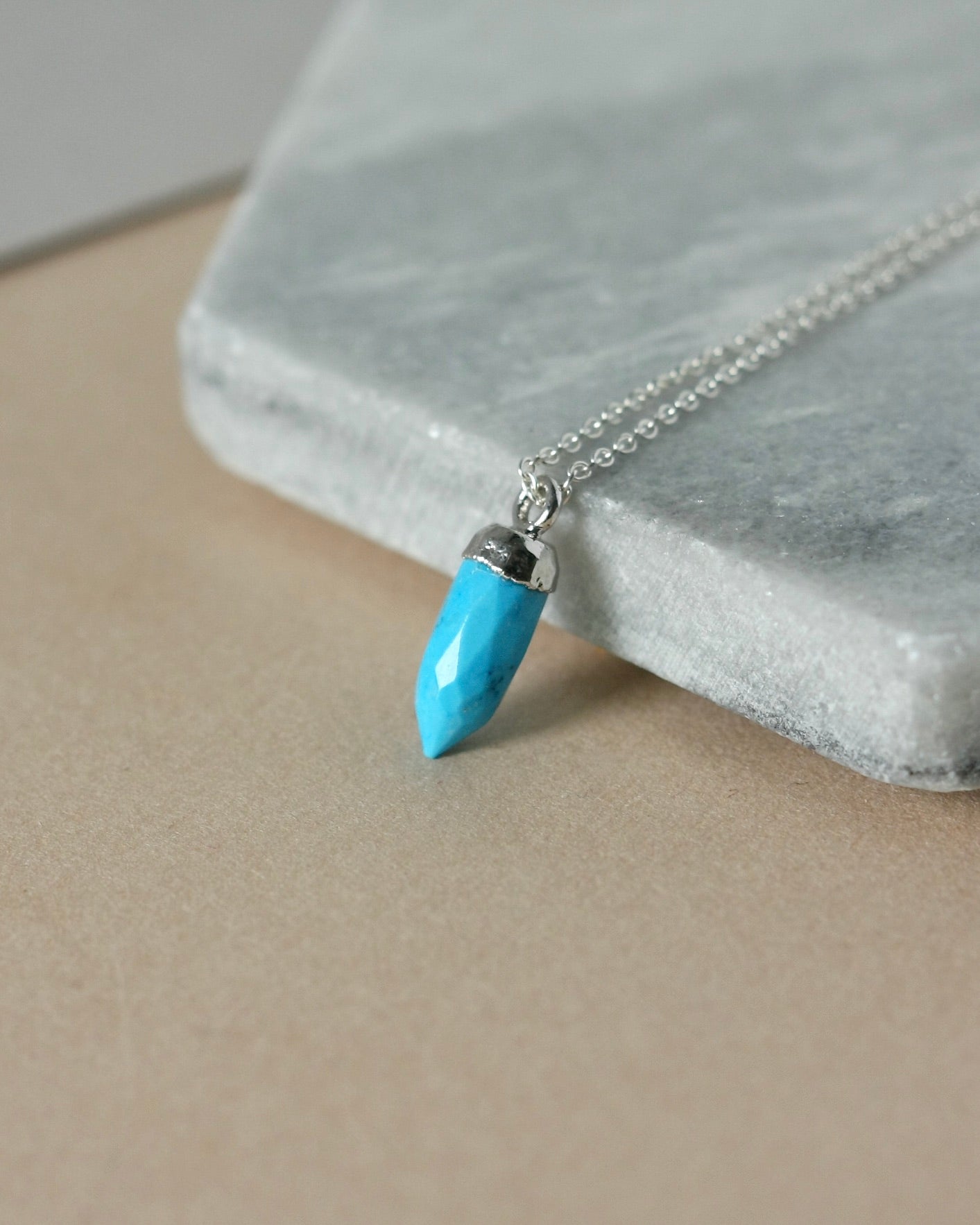 Sterling Silver Turquoise Spike Necklace