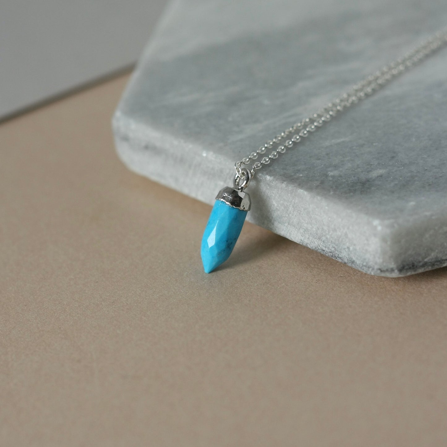 Sterling Silver Turquoise Spike Necklace