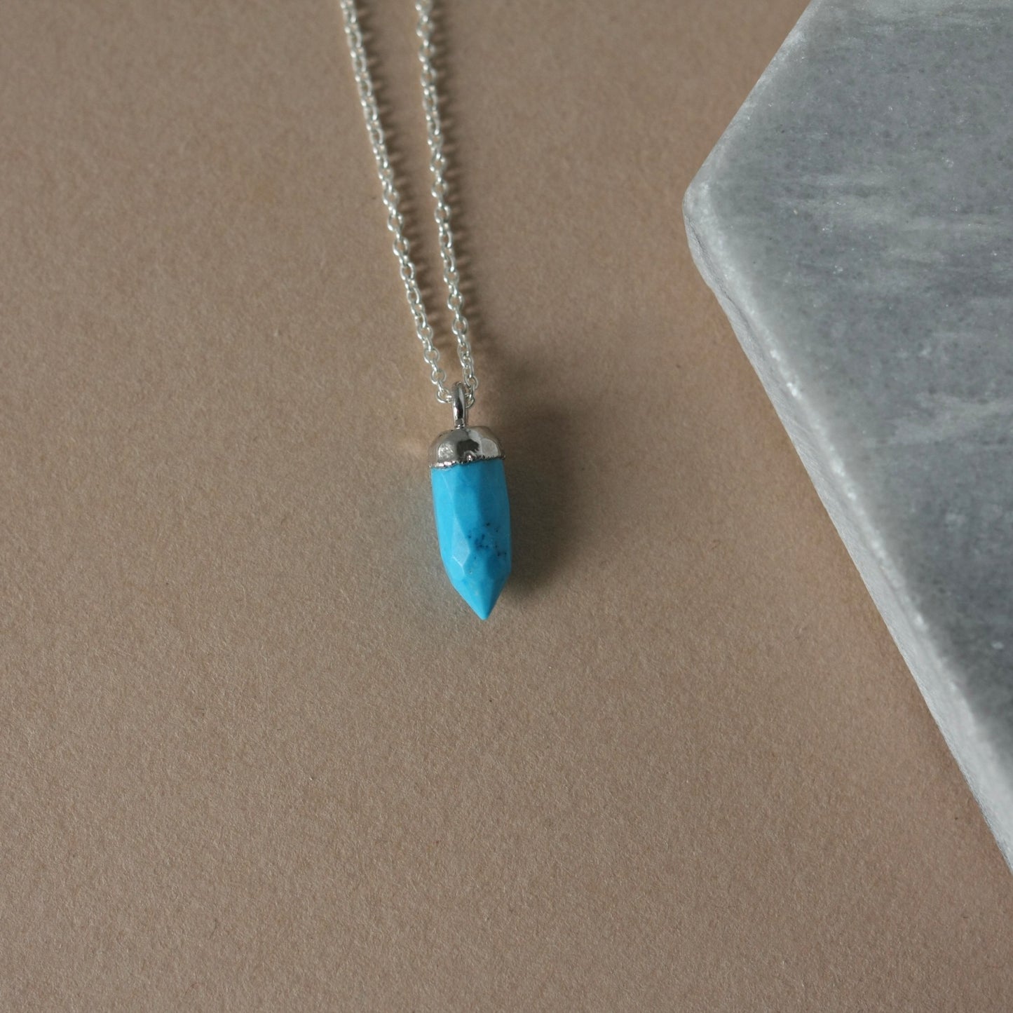 Sterling Silver Turquoise Spike Necklace