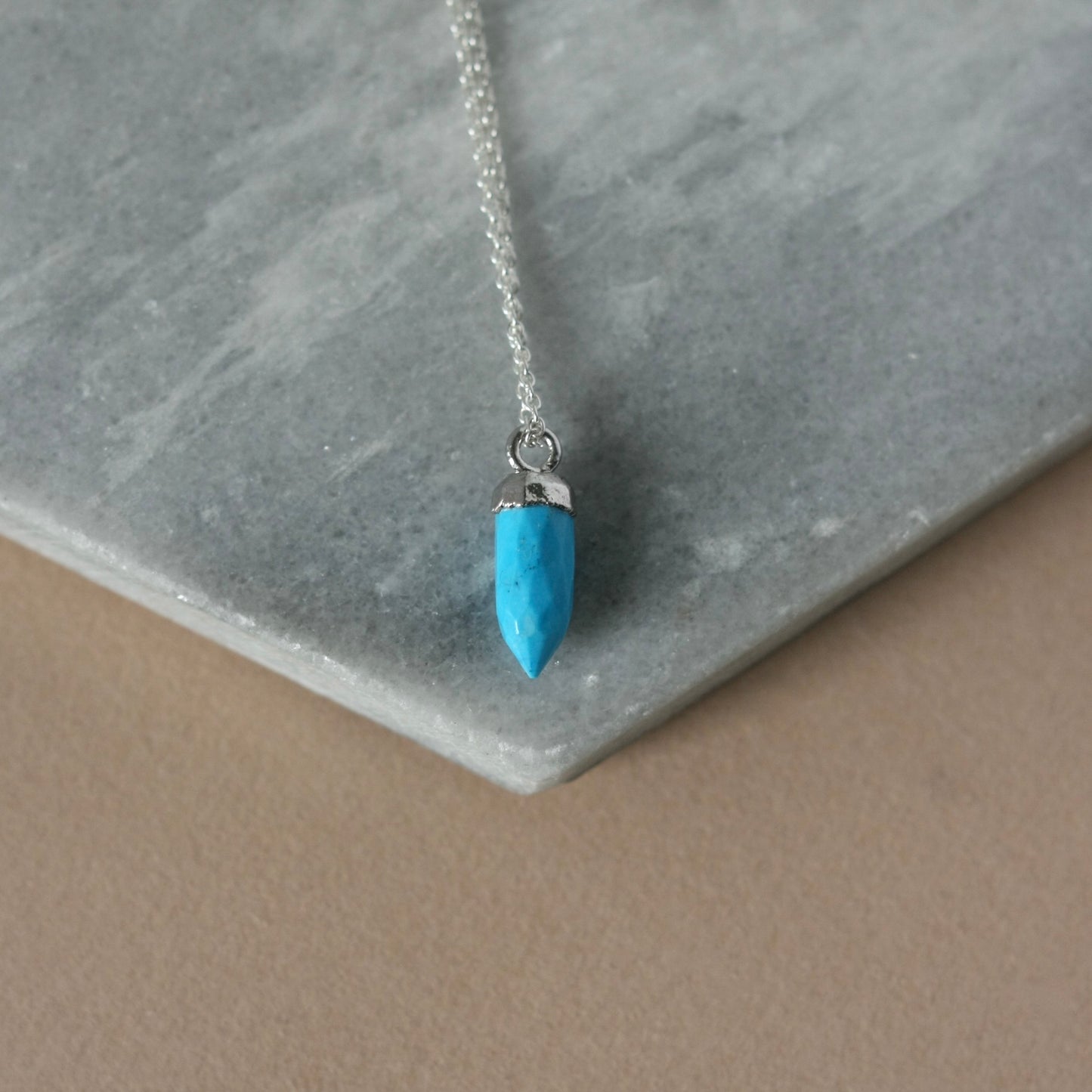 Sterling Silver Turquoise Spike Necklace