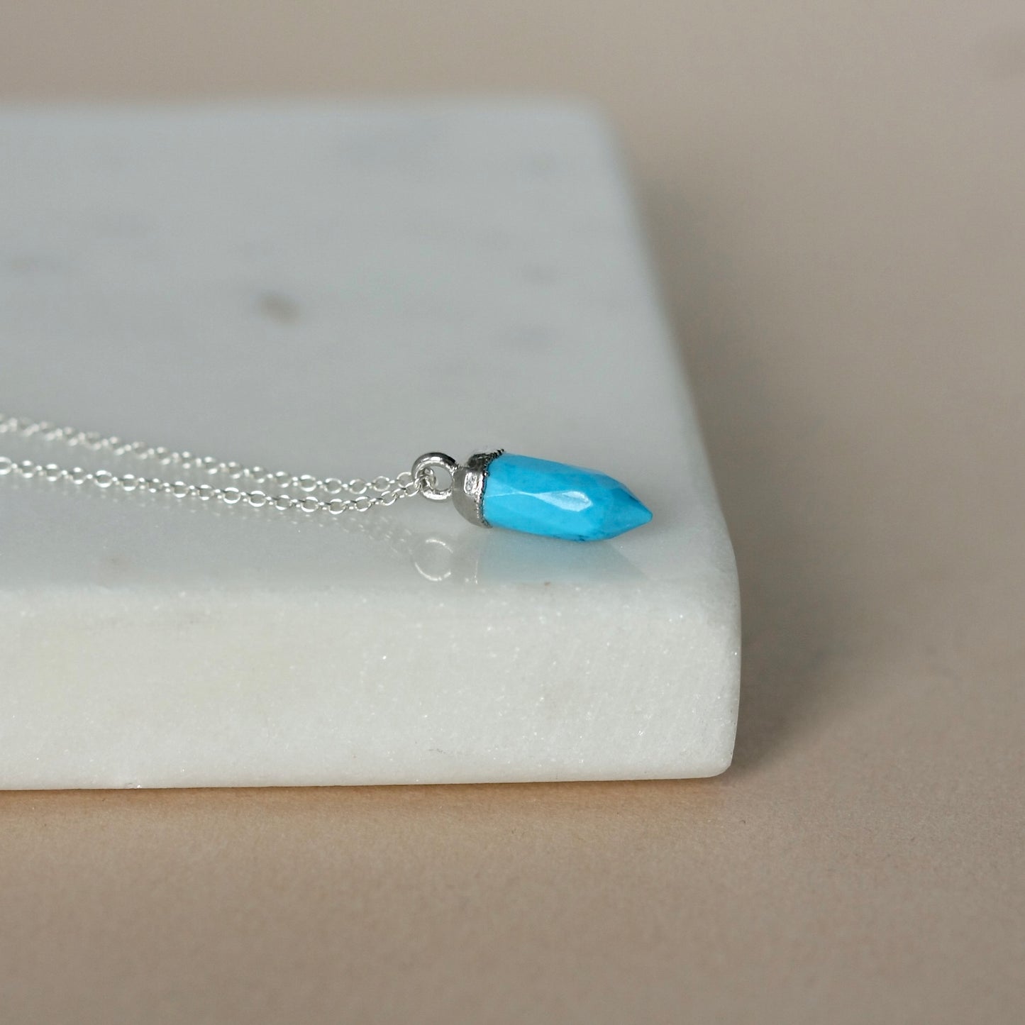 Sterling Silver Turquoise Spike Necklace
