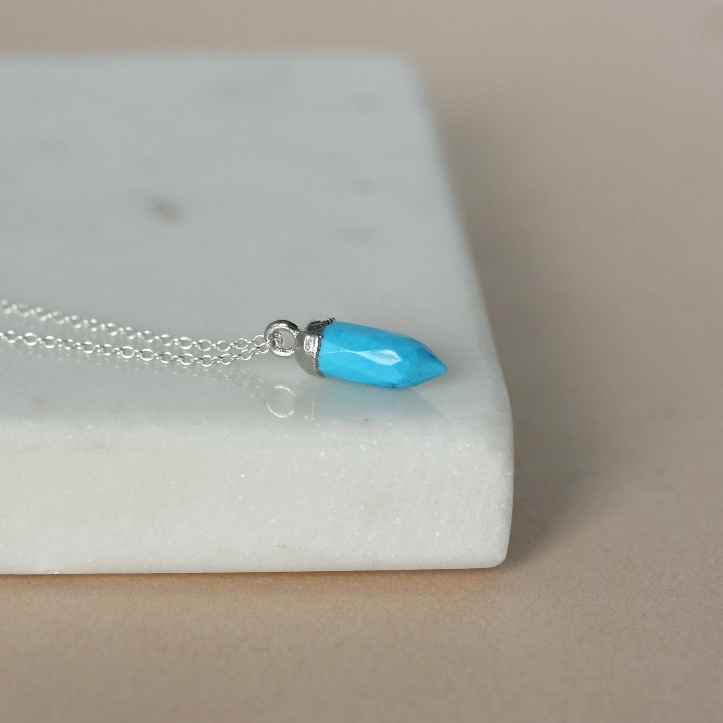 Sterling Silver Turquoise Spike Necklace