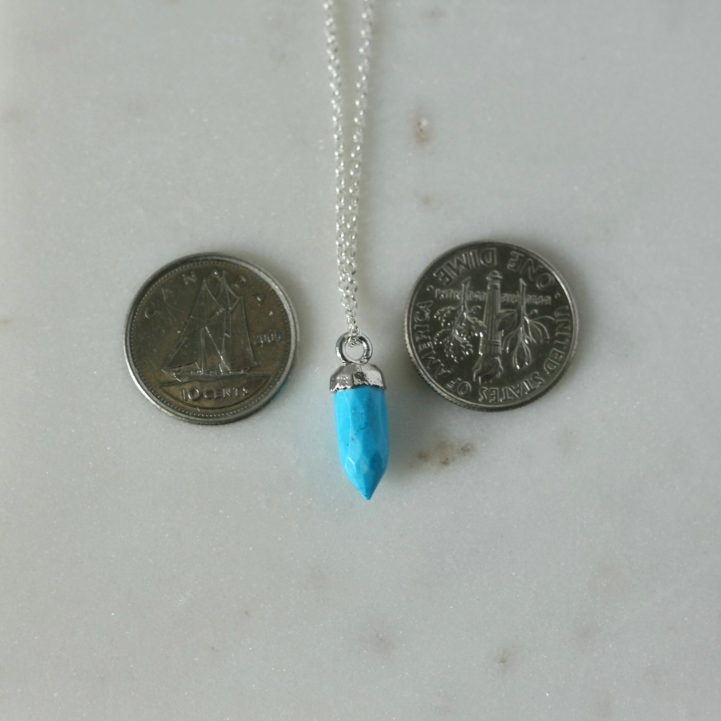 Sterling Silver Turquoise Spike Necklace