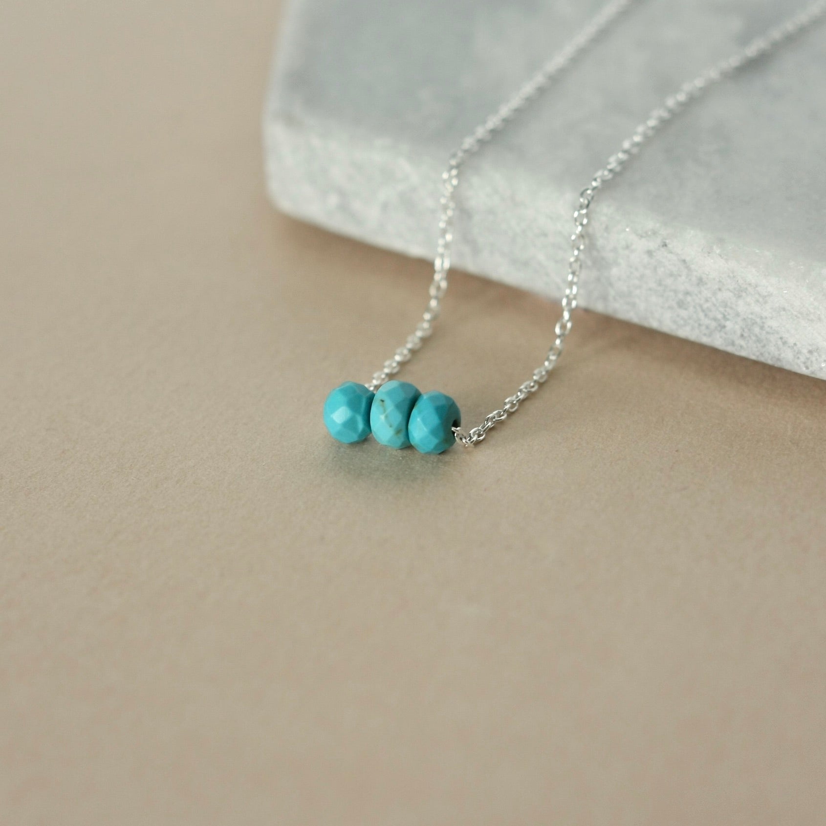 Silver Faceted Turquoise Necklace