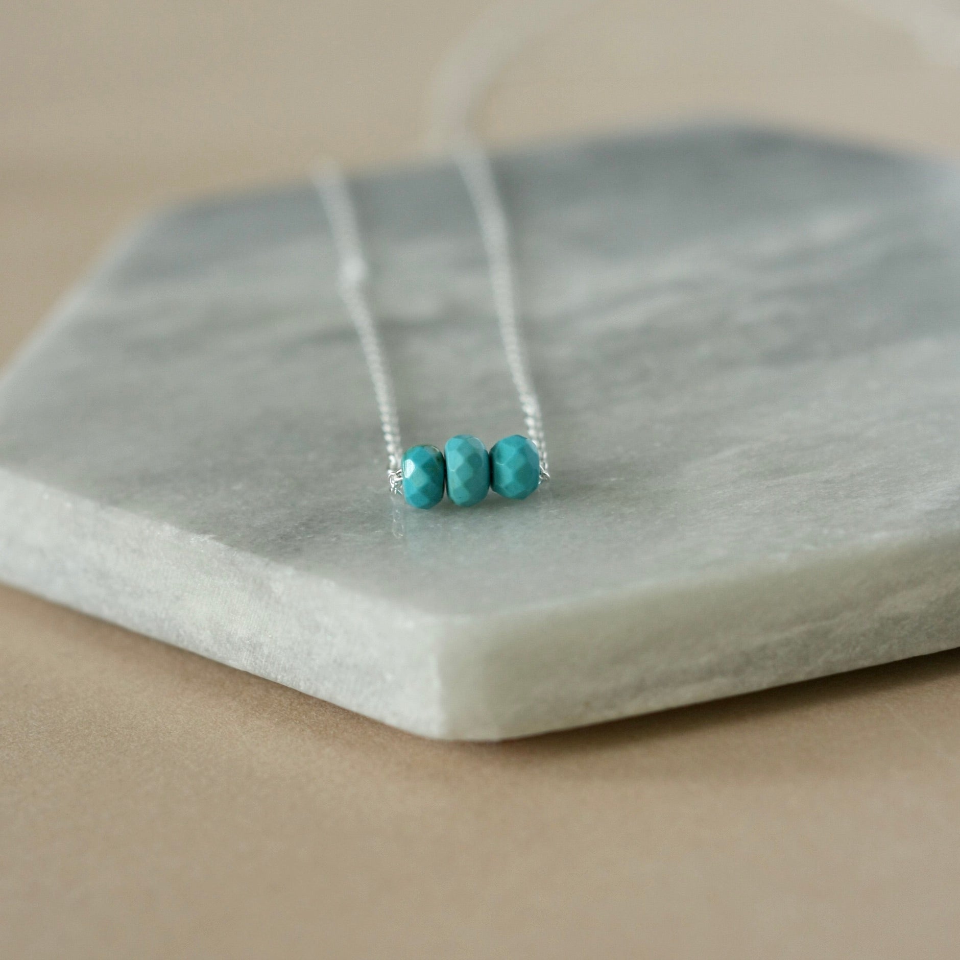 Silver Faceted Turquoise Necklace
