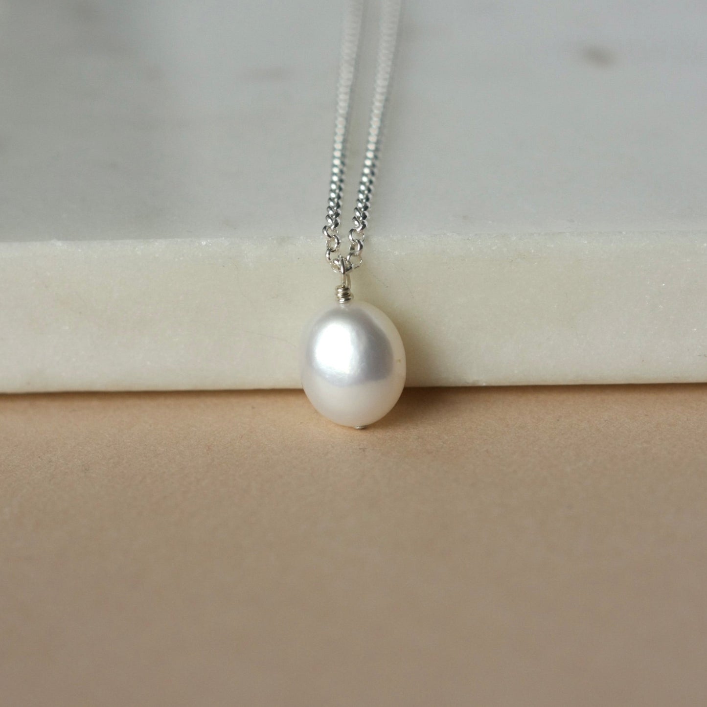 Silver White Baroque Pearl Necklace