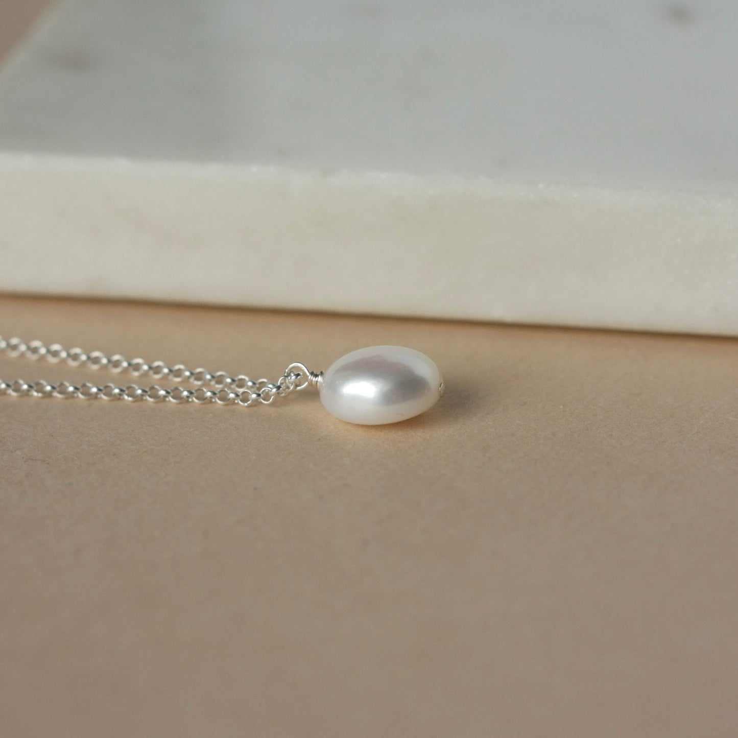Silver White Baroque Pearl Necklace