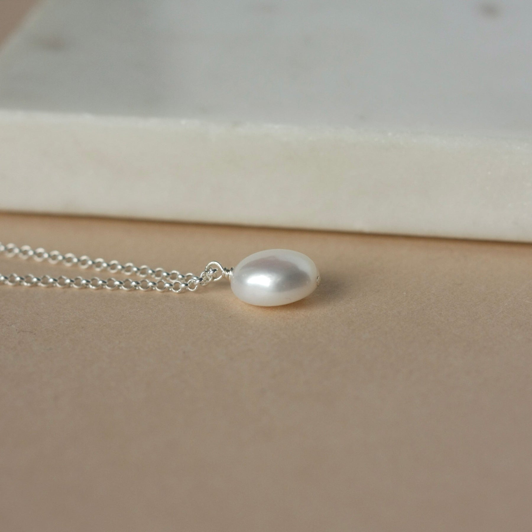 Silver White Baroque Pearl Necklace