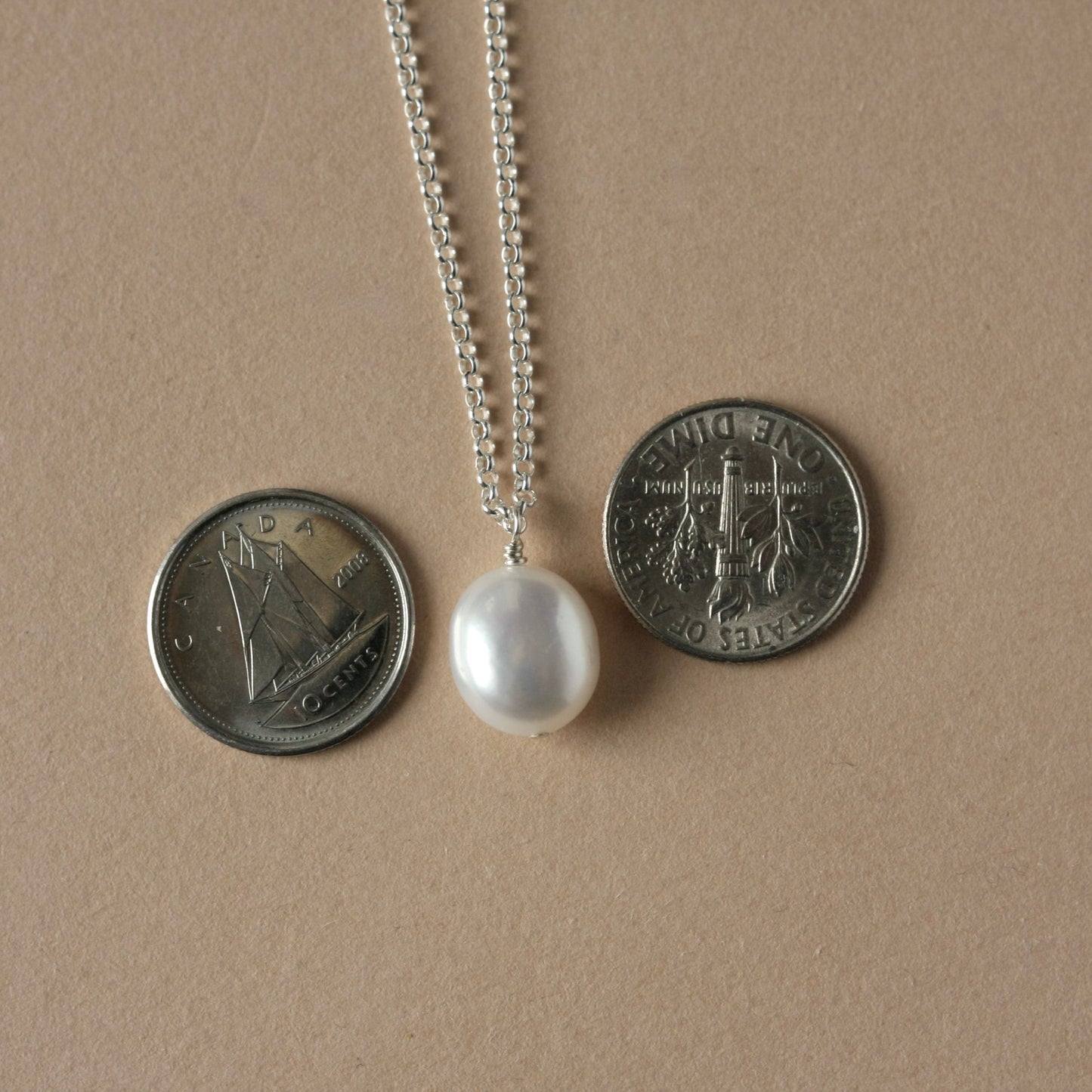 Silver White Baroque Pearl Necklace