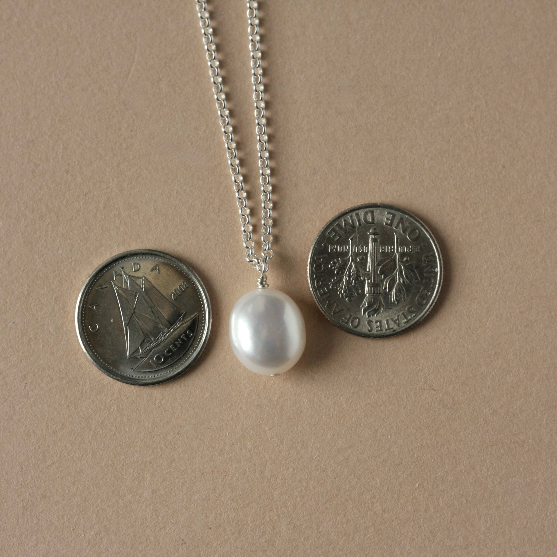 Silver White Baroque Pearl Necklace